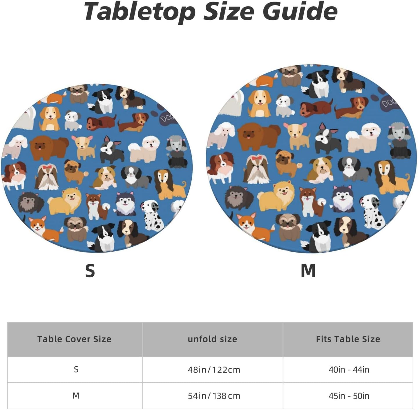 Cute Dogs Blue Tablecloth with Elastic Edge Small