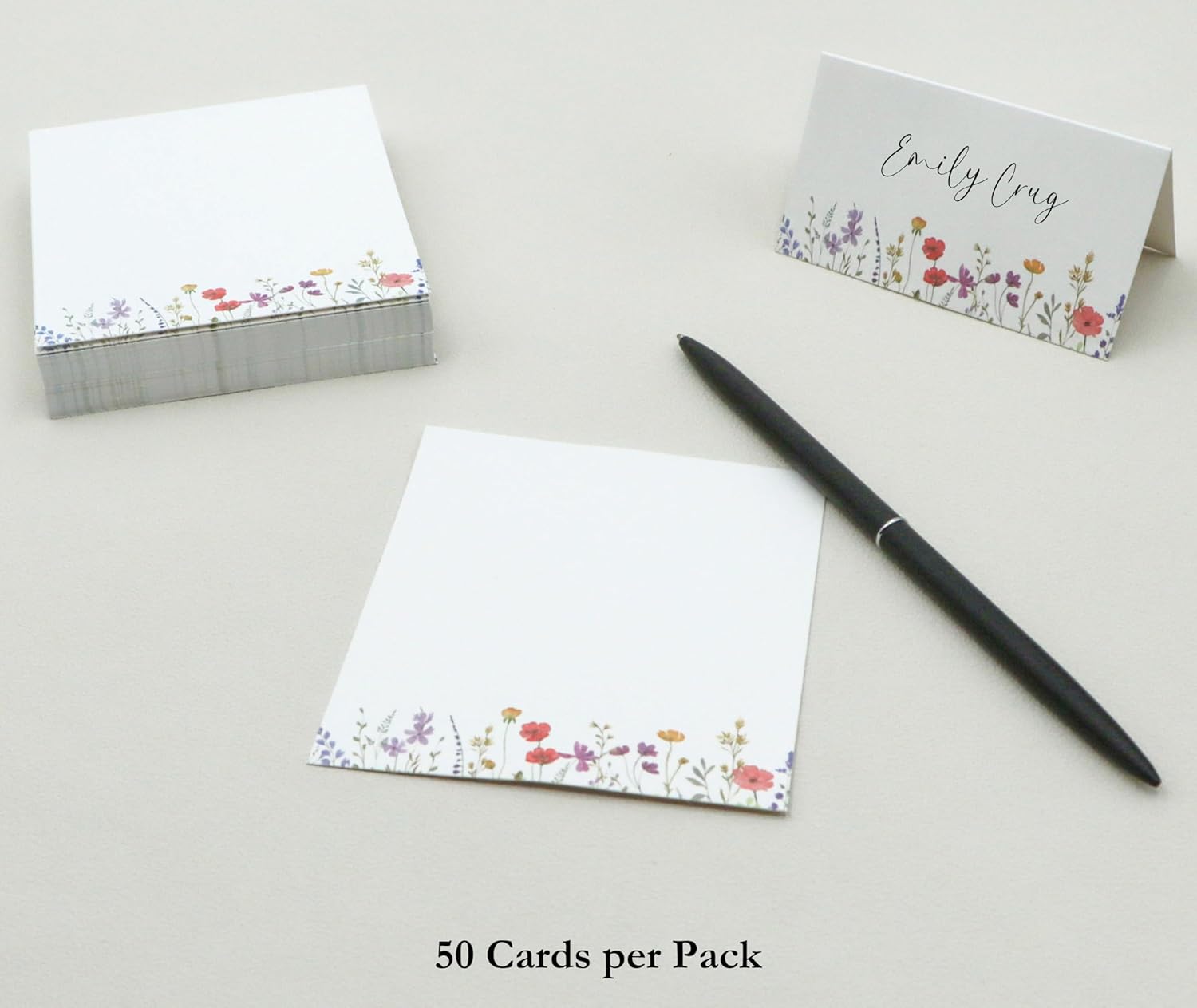 Wildflower Place Cards for Wedding Seating Set of 50