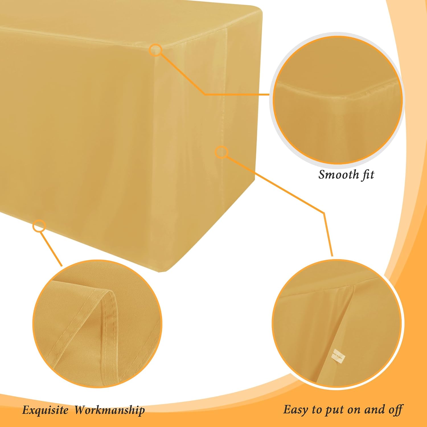 Obstal 2 Pack Tablecloths for 4 Foot Rectangular Tables - Water Resistant Gold
