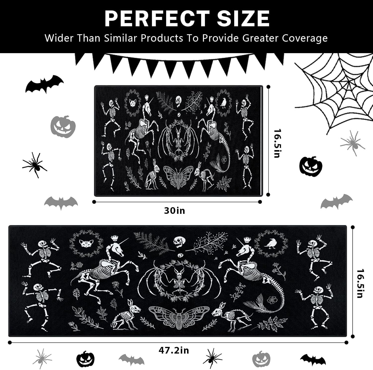 ArtSocket Halloween Kitchen Rugs and Mats Set of 2