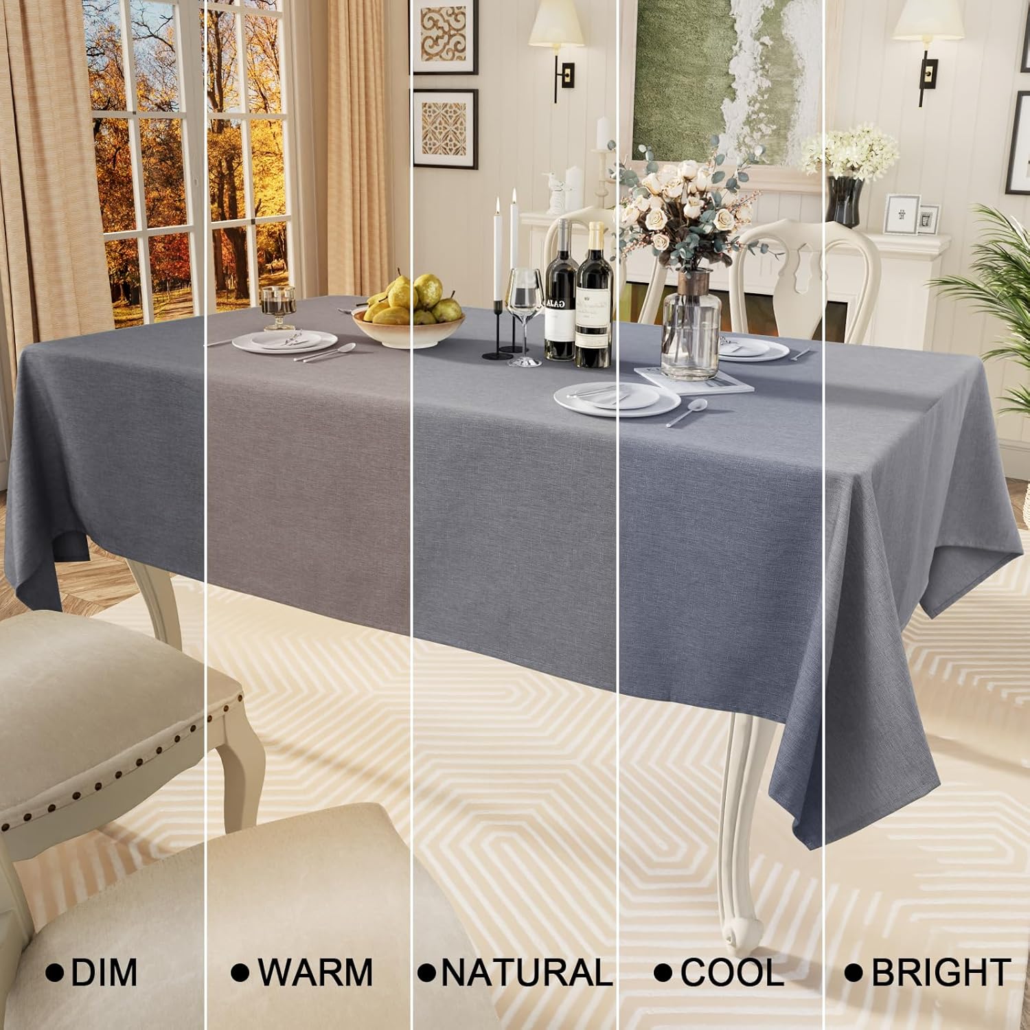 Smiry Waterproof Linen Tablecloth 60x84 Grey