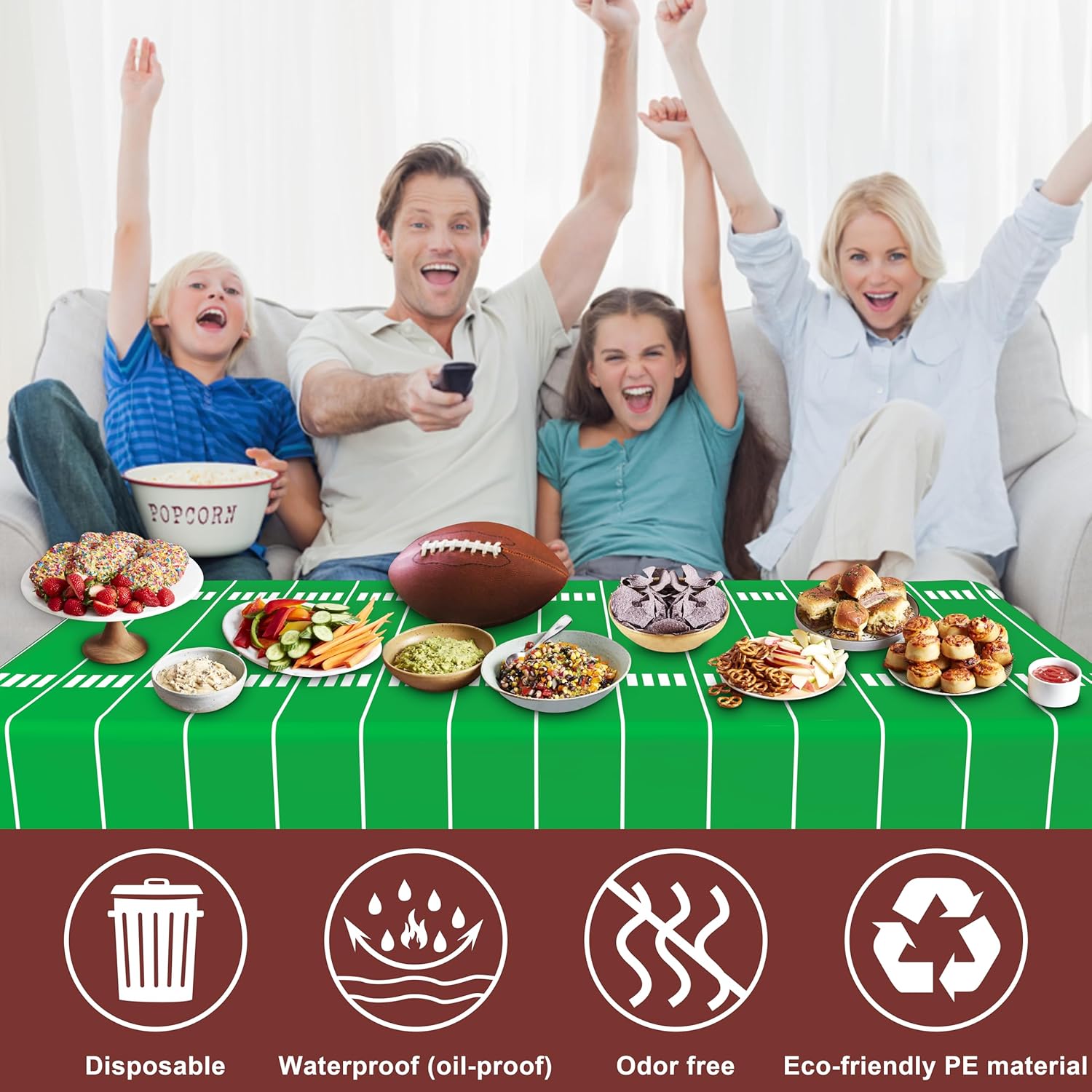 Mulbozy Football Tablecloth 2 Pack Touchdown Cover for Parties