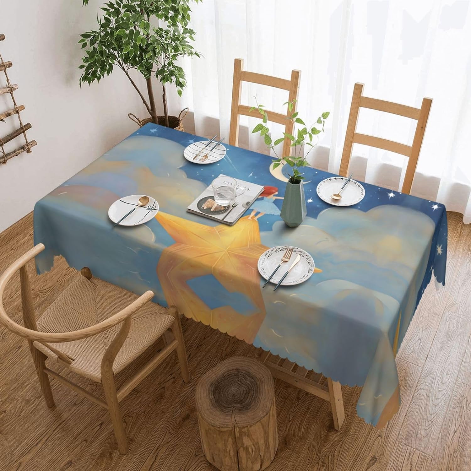 Girl Under The Stars Anti-Grease Waterproof Tablecloth