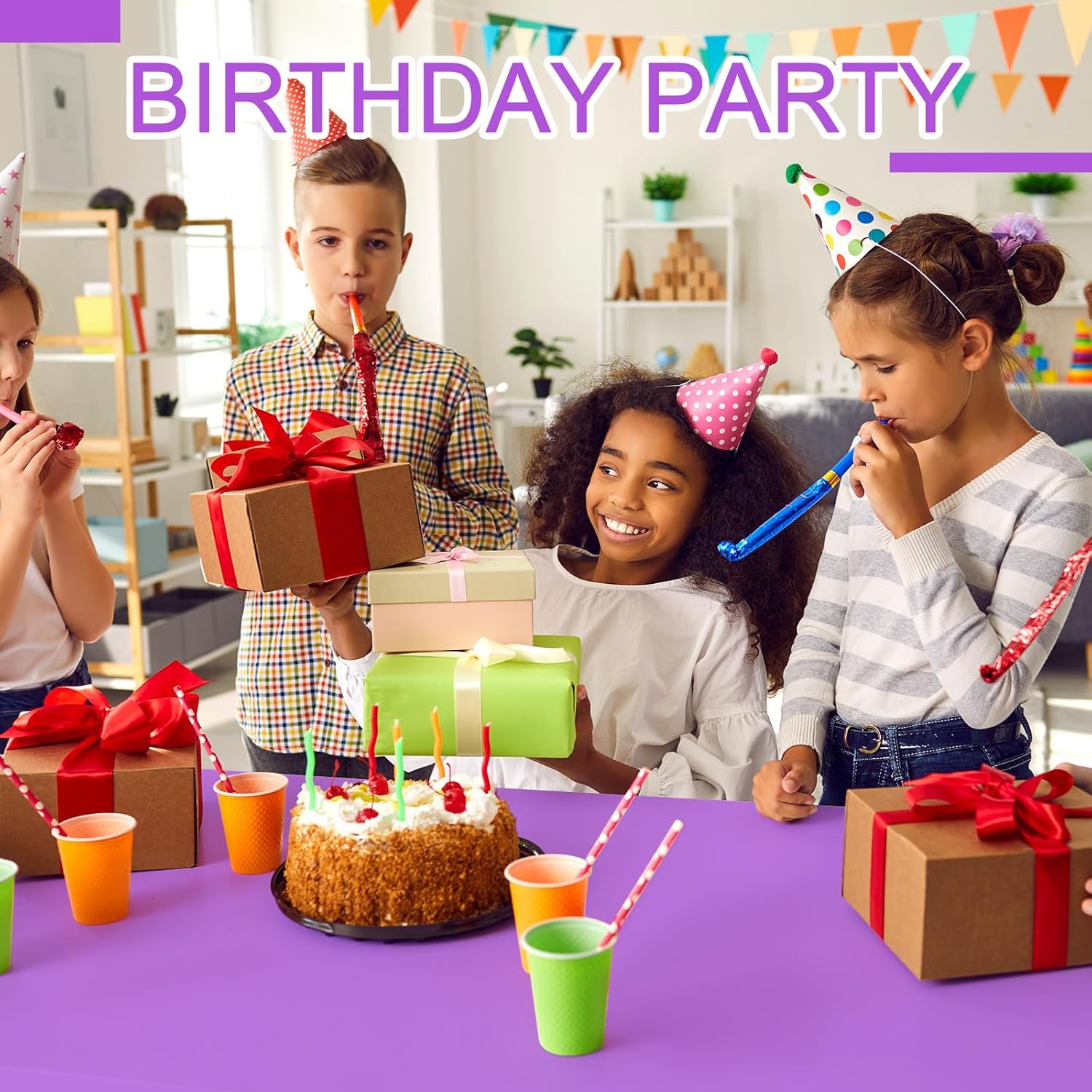 Peryiter 12 Pack Assorted Neon Plastic Tablecloths Rectangle Table Covers for Parties