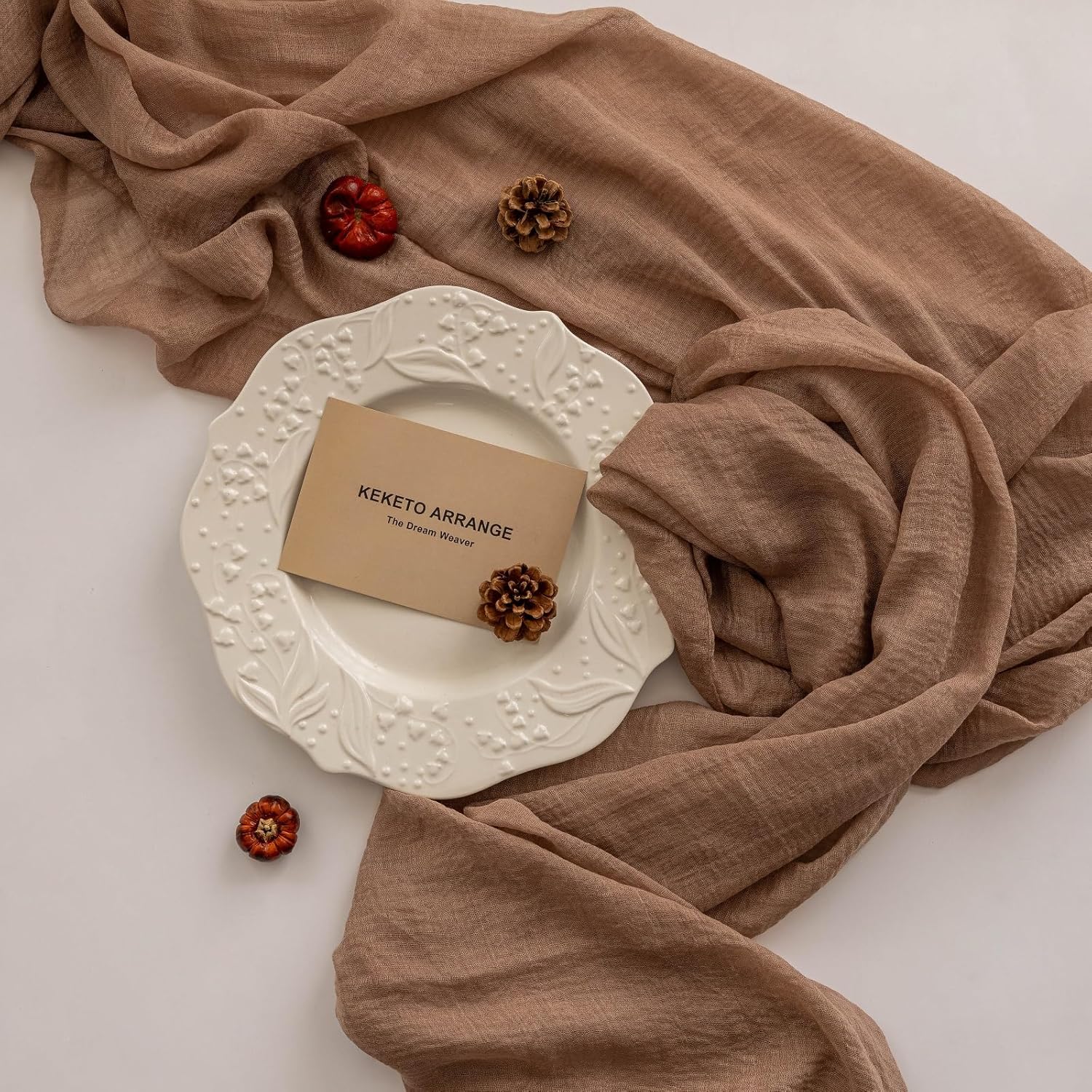 Nude Cheesecloth Table Runner 120 Inch Rustic Boho Decor