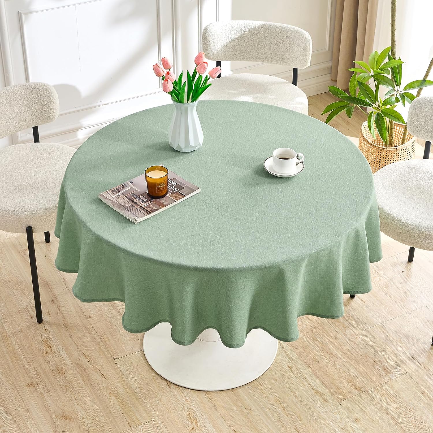 Textured 50 Inch Round Tablecloth - Waterproof Wipeable