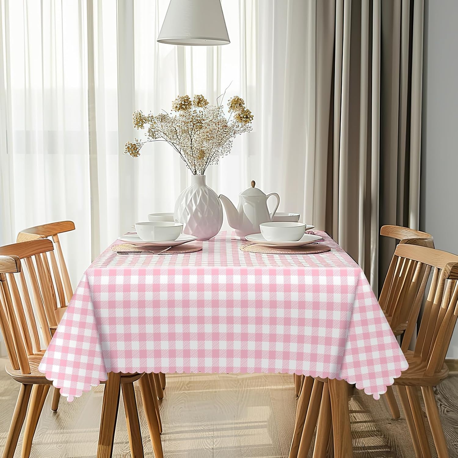 3 Pack Pink Gingham Tablecloths for Parties