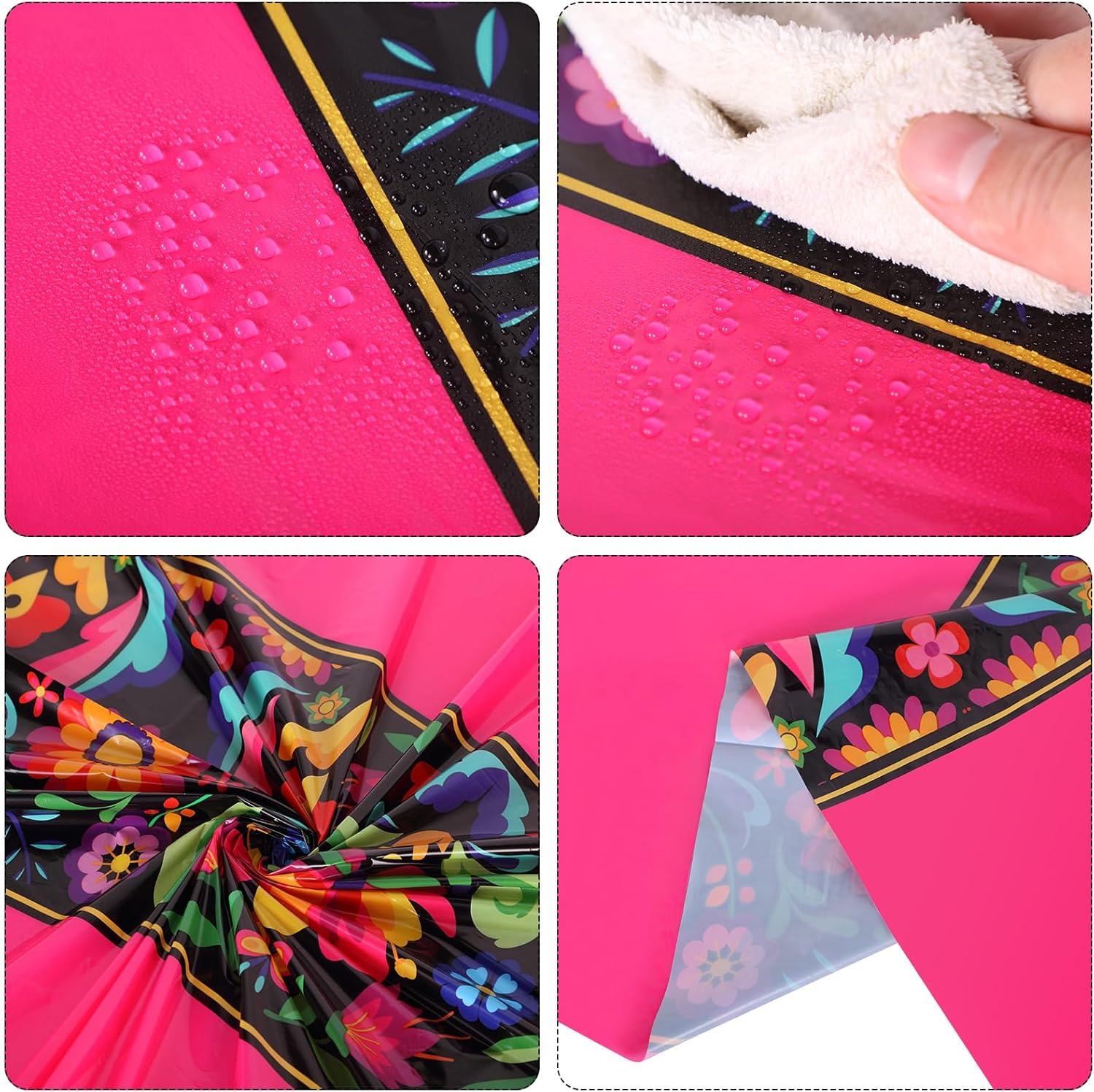 Oudain 3 Pcs Fiesta Tablecloth 108x54 Inch Plastic Table Cover for Mexican Events