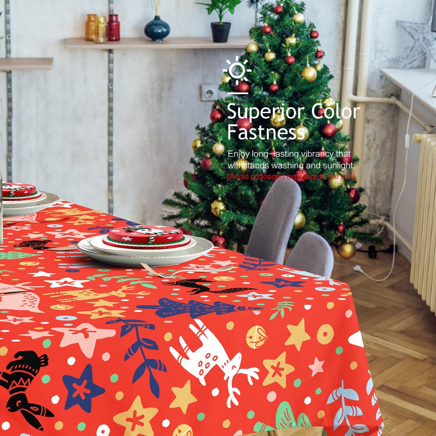 Vimorco Rectangle Tablecloth Christmas Deer