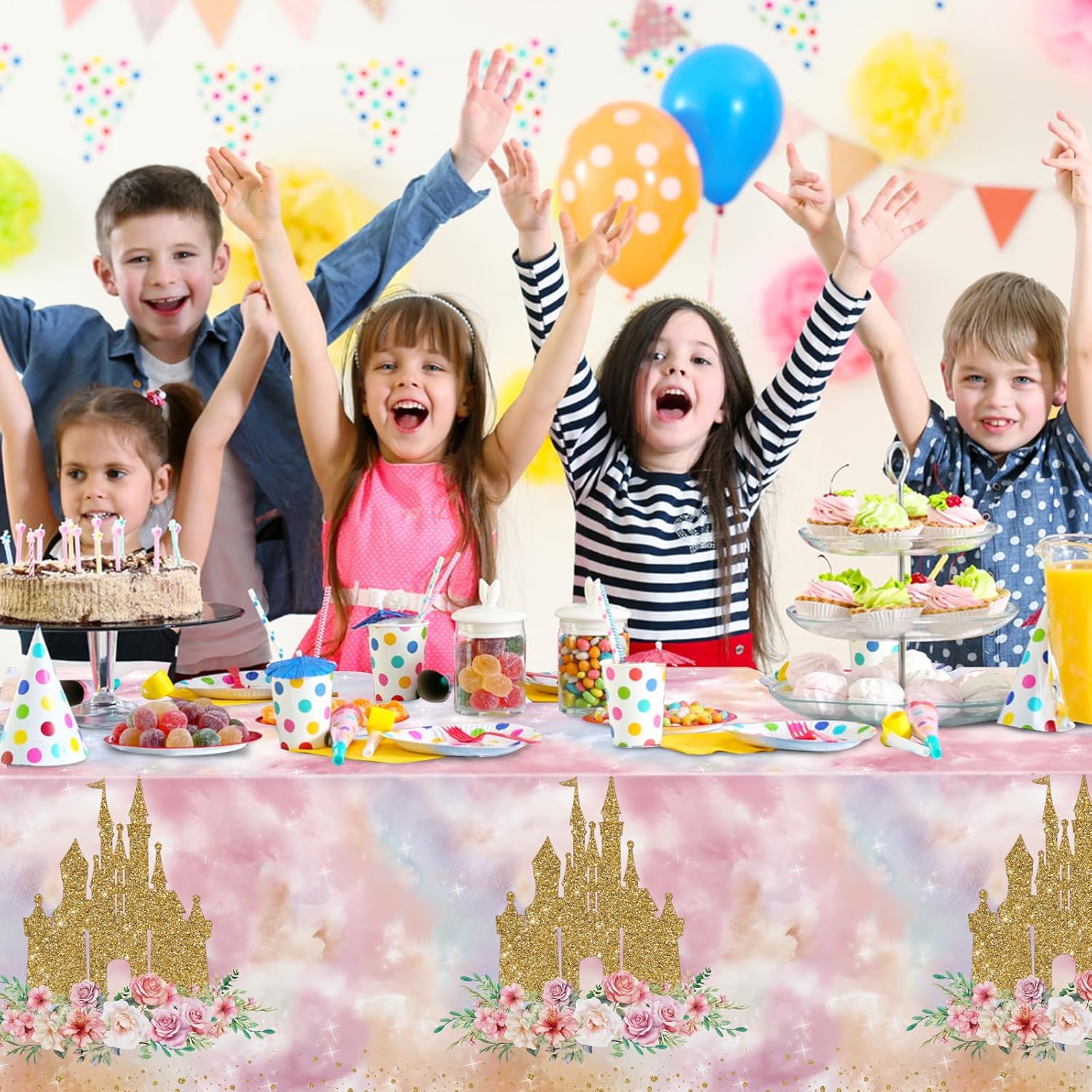 6 Pack Princess Tablecloths for Birthday Decorations