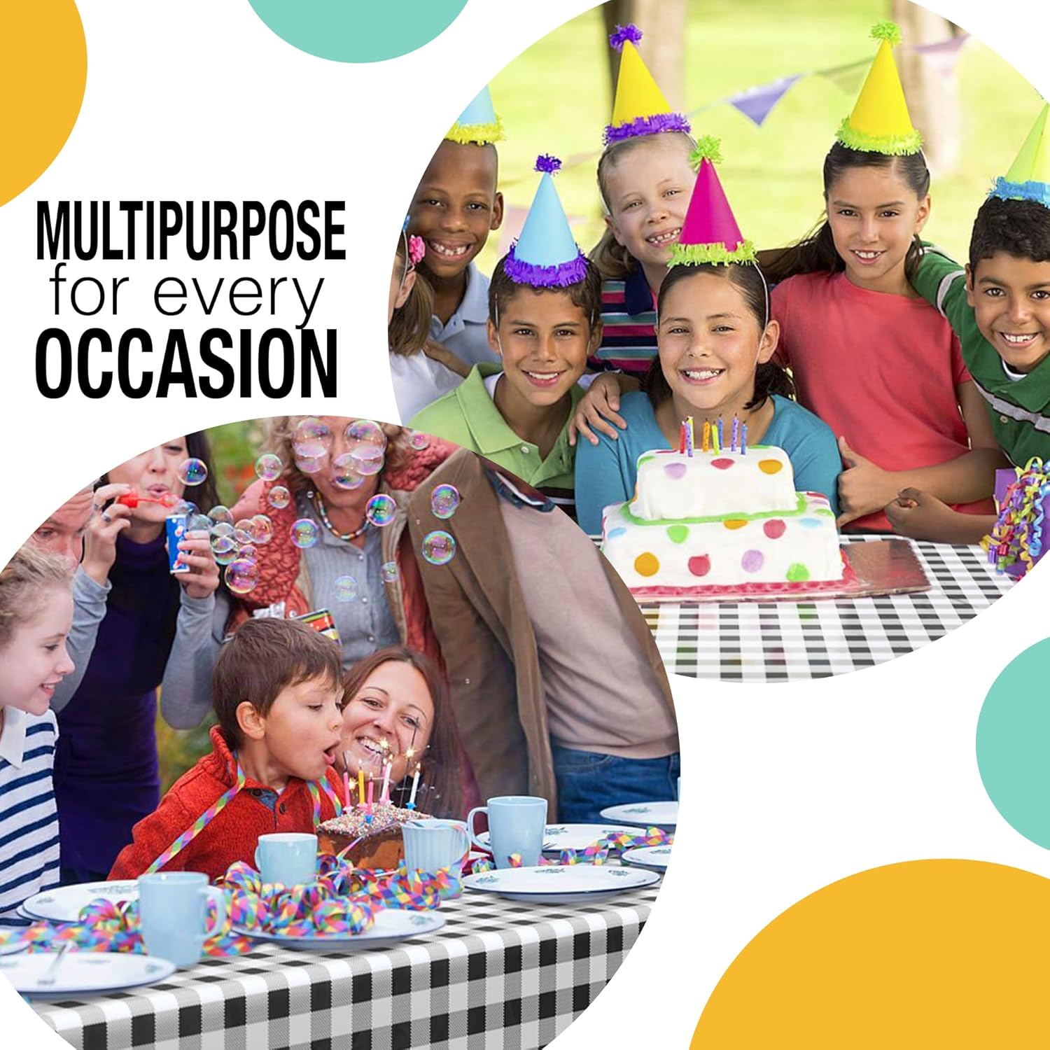 Exquisite Party Solids Black Gingham Table Cover Roll 54x300 Cut to Size with Slide Cutter