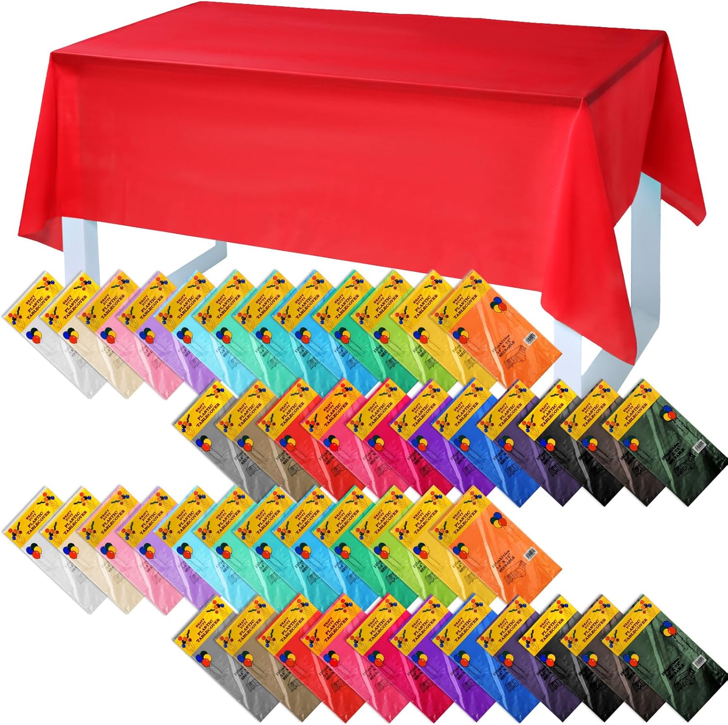 Newwiee 46 Pack Plastic Tablecloths for Rectangle Tables 54x72