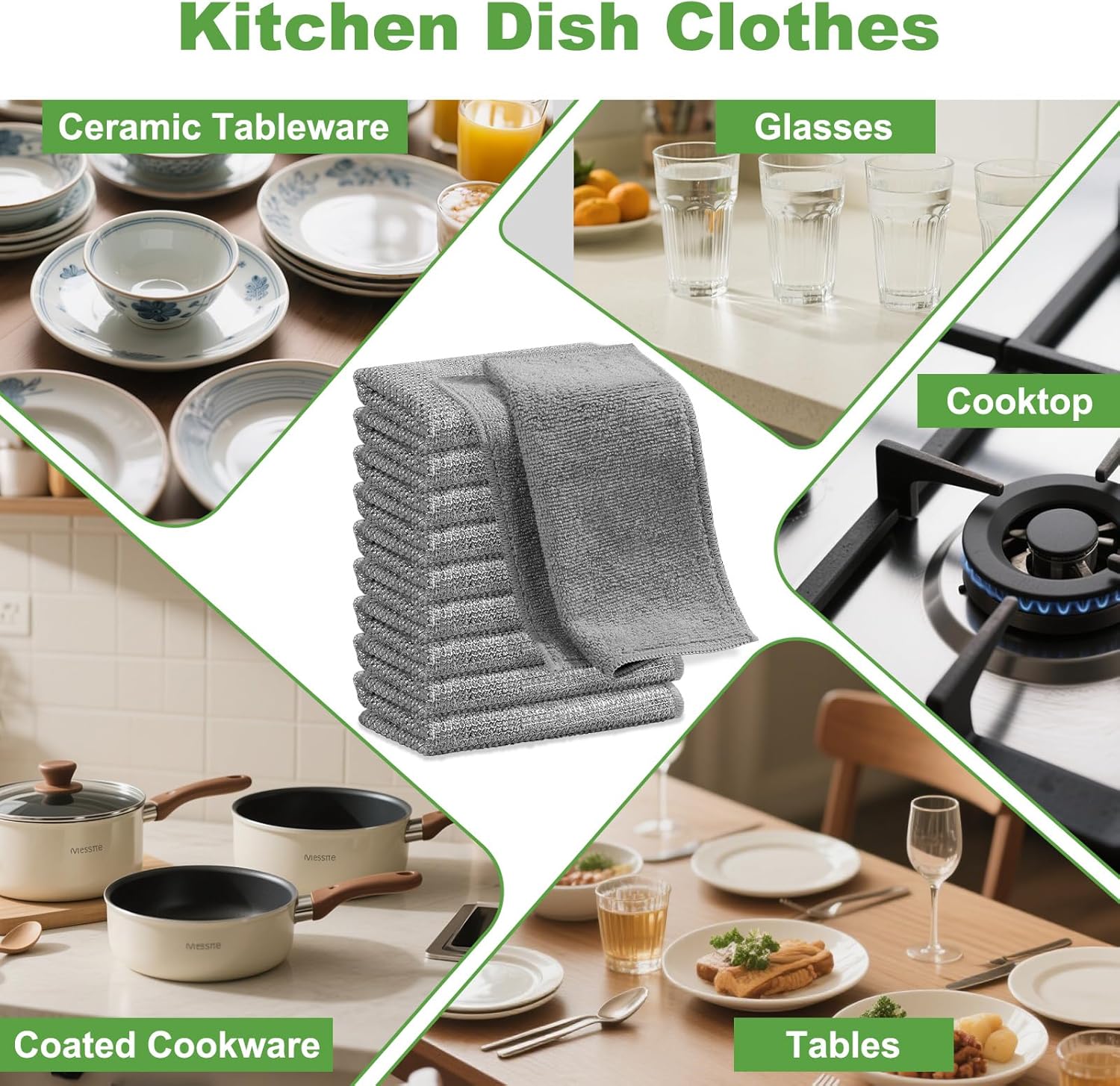 10 Piece Multipurpose Wire Dishcloth with Lanyard Non Scratch and Microfiber