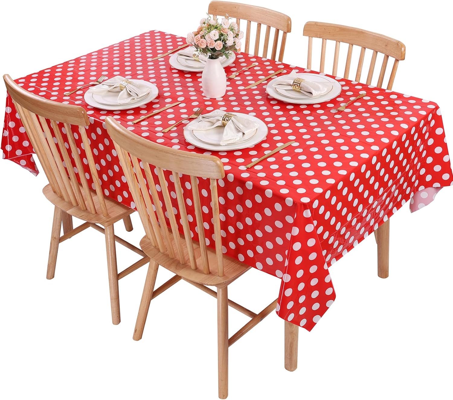 Kesfey 3 Pack Red Polka Dot Tablecloths 54x108 Inch Mickey Mouse Theme