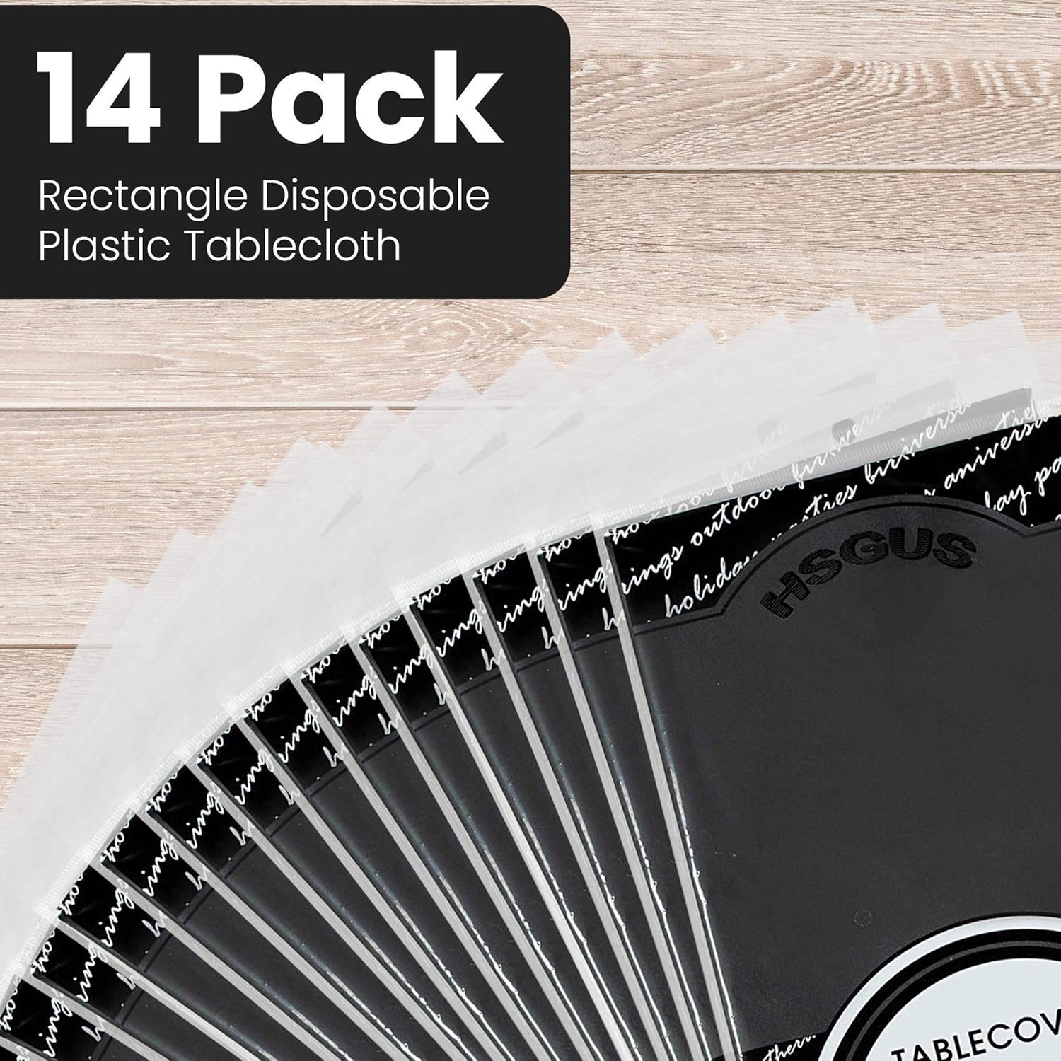 14 Pack Black 54 x 108 in Rectangle Disposable Plastic Tablecloths