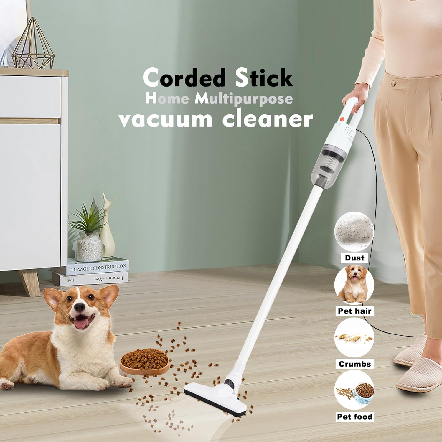 6-in-1 Lightweight Stick Vacuum Cleaner with 100W Motor