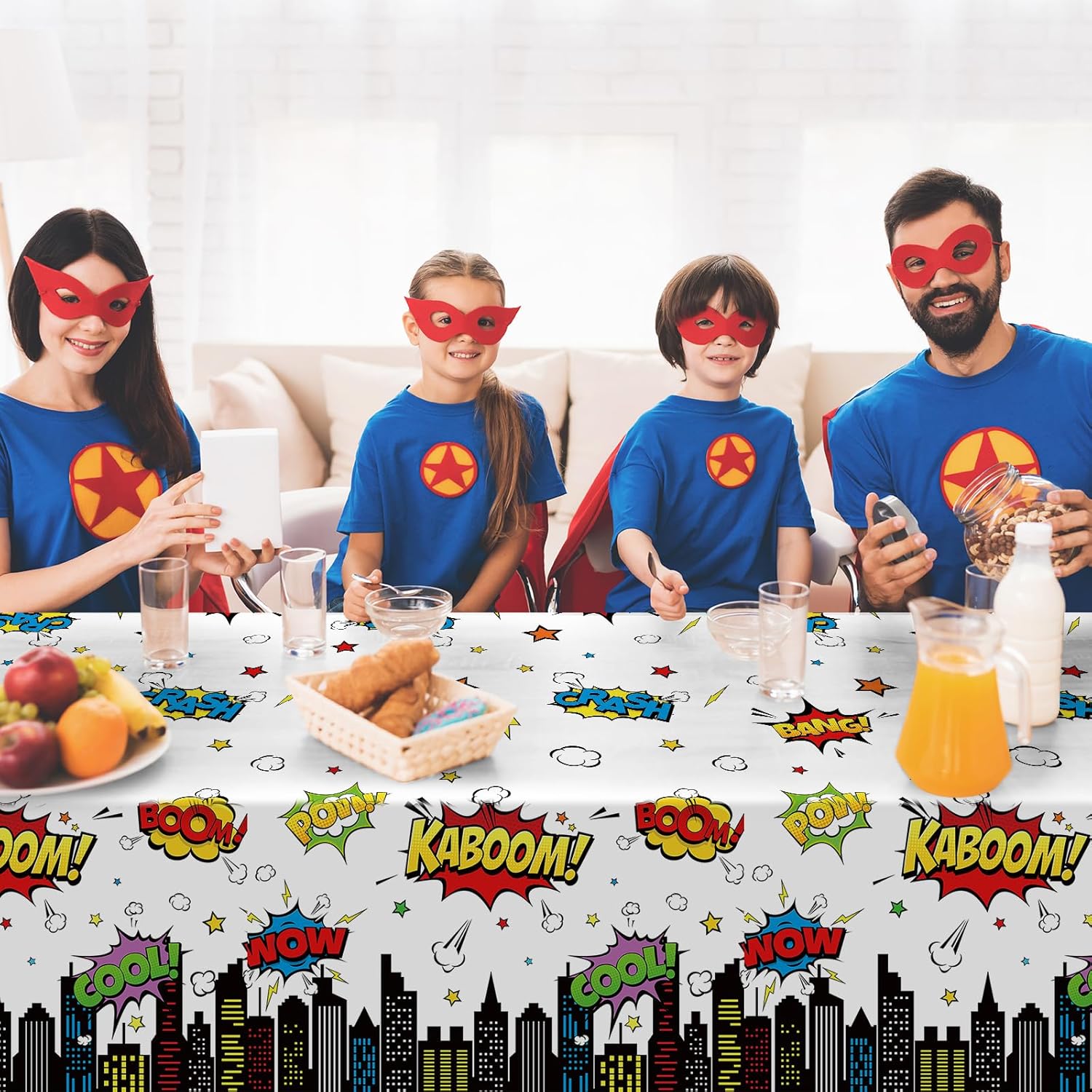 3Pcs Hero Themed Birthday Tablecloths 54x108 Inch Disposable Plastic Table Covers for Kids Party Decorations
