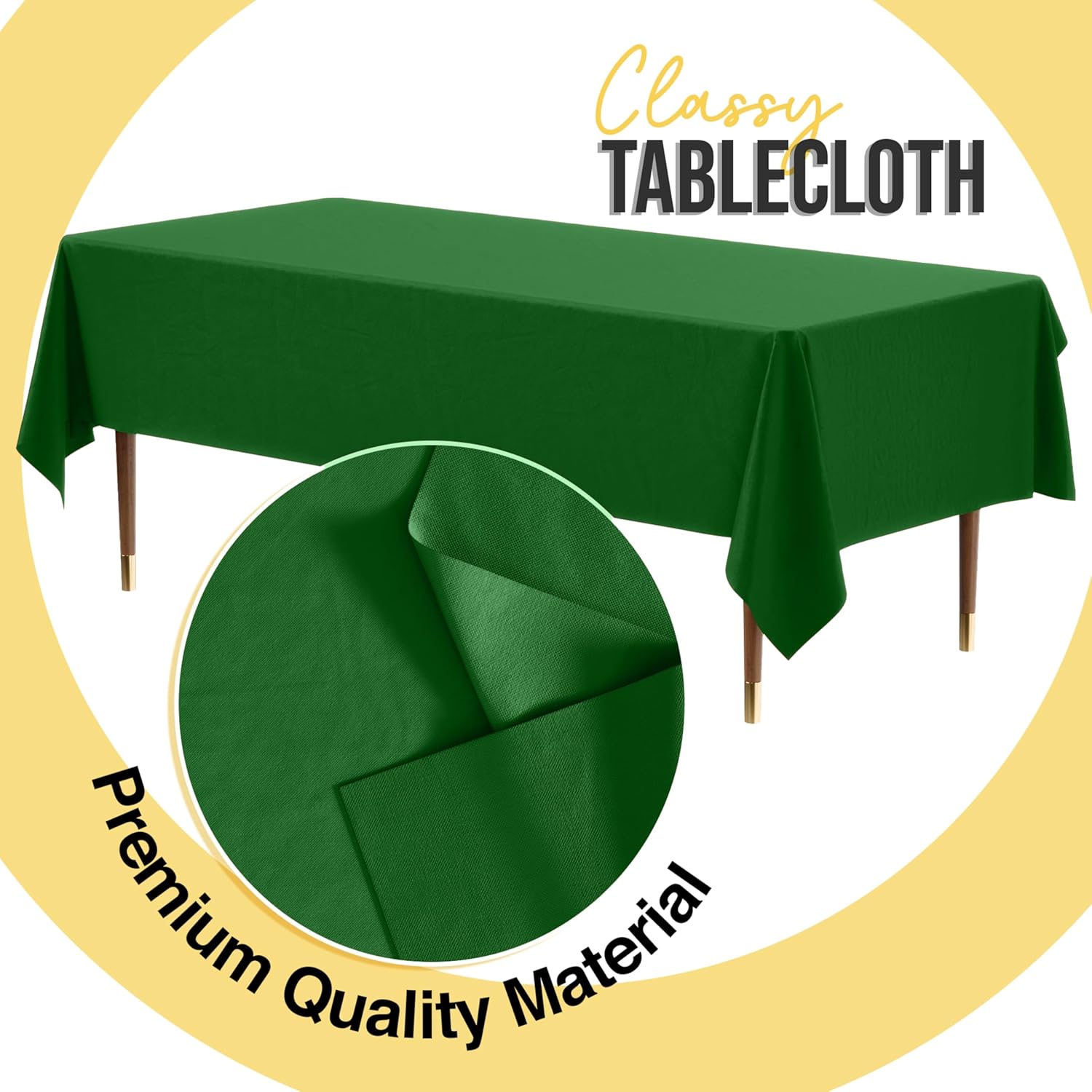 Exquisite Emerald Green 6 Pack Table Cloth 54x108 Inch 05 Mil Premium Plastic Rectangle Cover