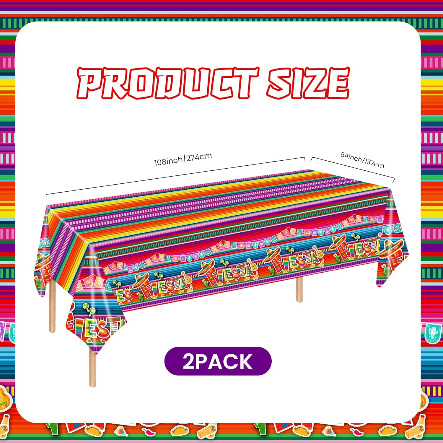 2 Pcs Plastic Tablecloths 54108 Fiesta Party Decorations
