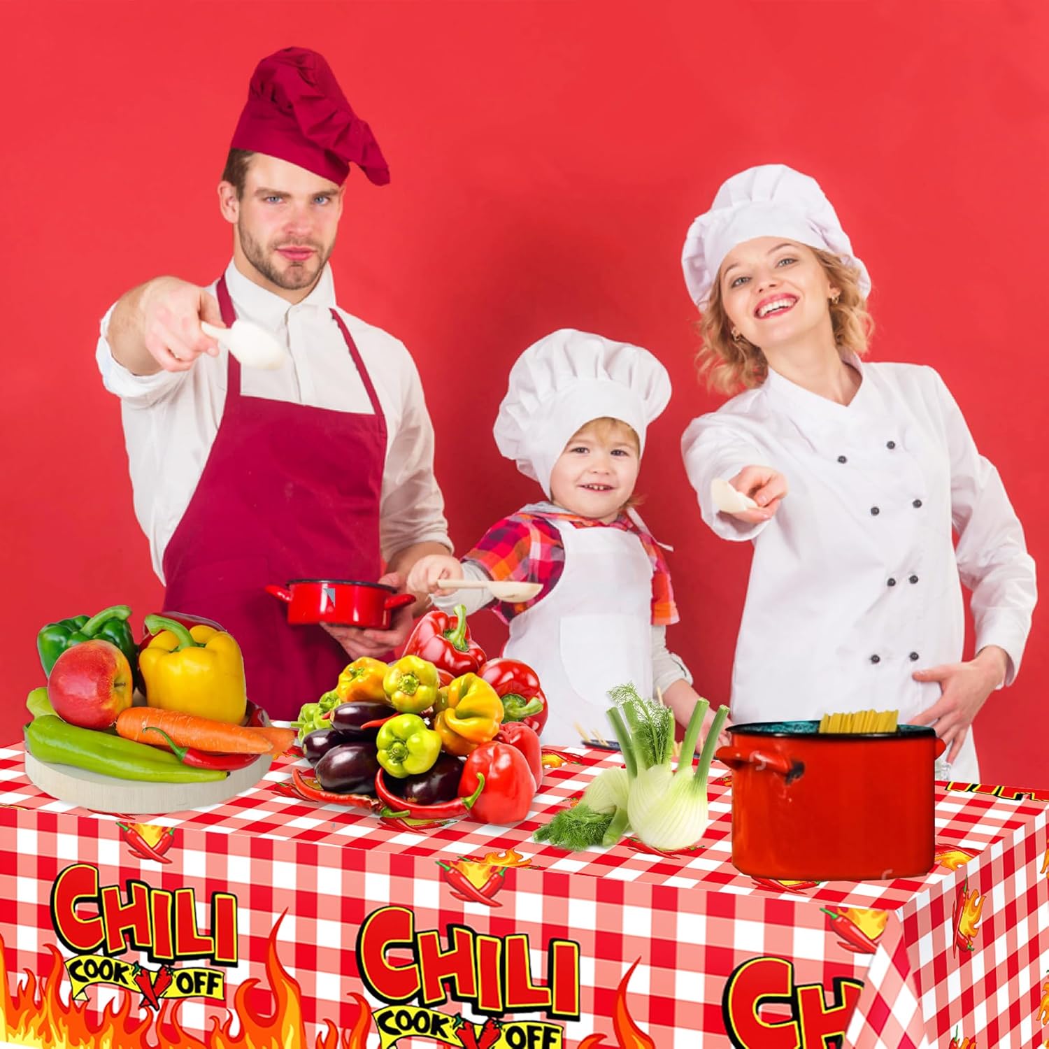 Chili Party Tablecloths 2 Pcs for Cook Off Decorations