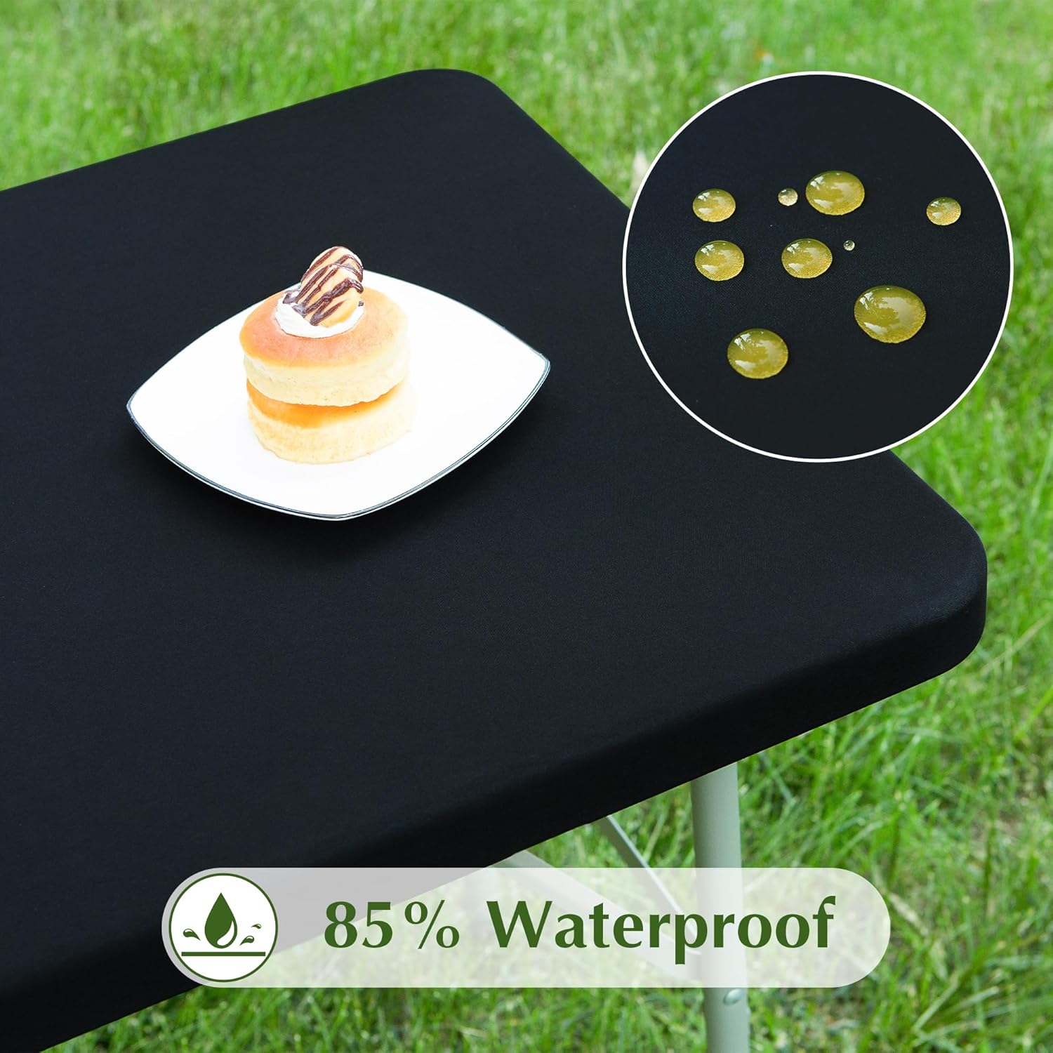 2 Pack Stretch Spandex Tablecloths 42x72 Inch Black Fitted Elastic Table Cover for Tables