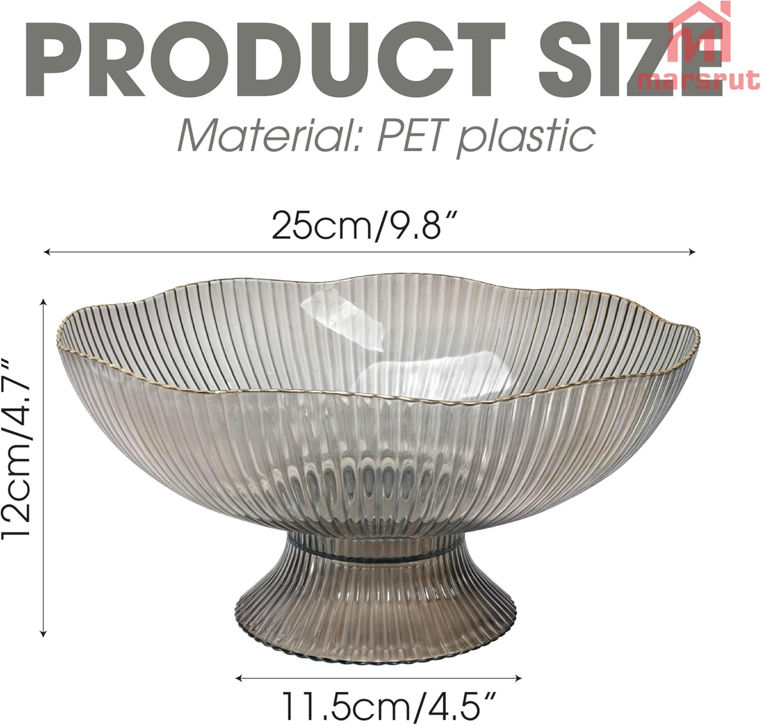 Marsrut Grey Plastic Vintage Fruit Bowl Storage Basket