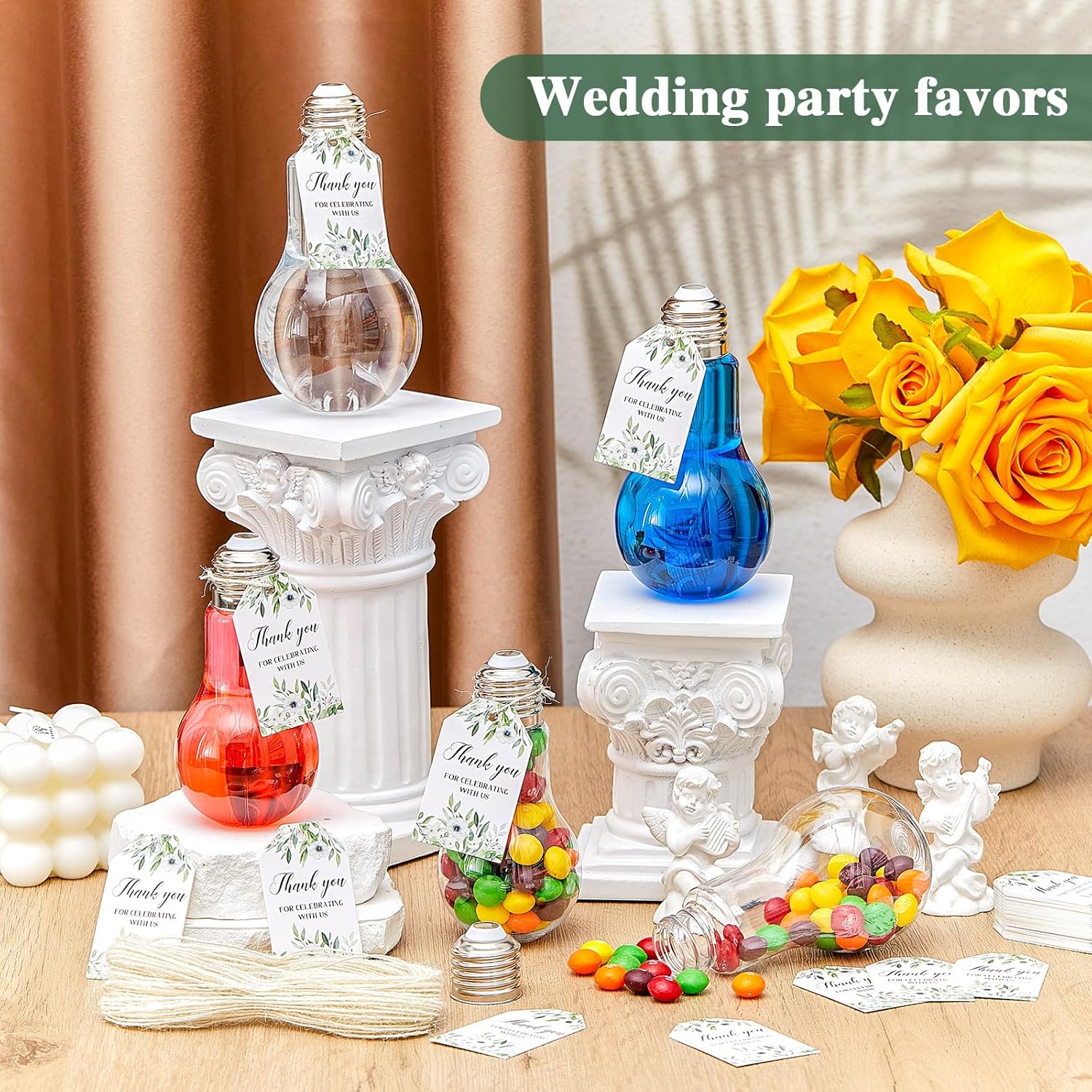 Tessco 48 Piece Light Bulb Candy Jar Set with Labels and Strings