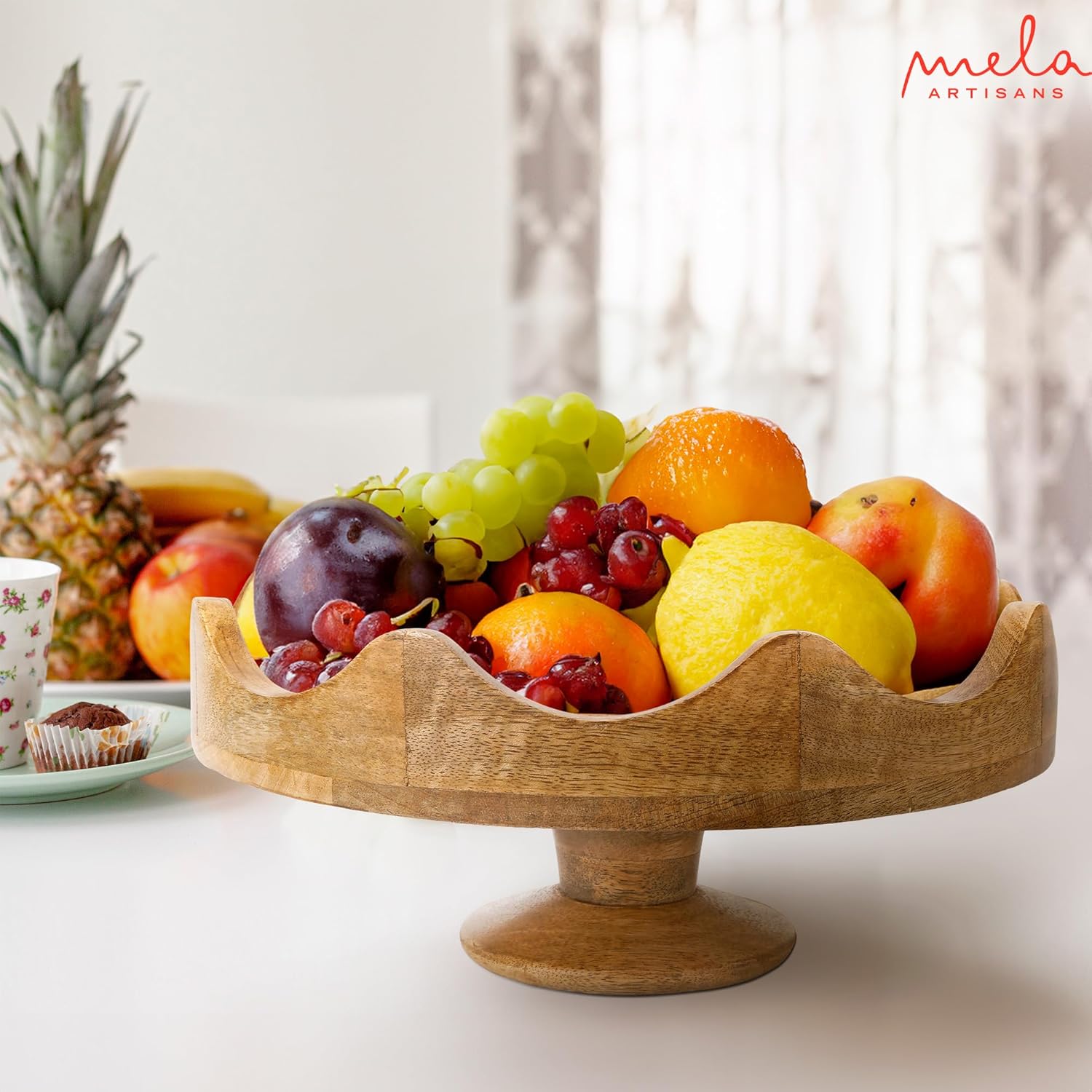 Mela Artisans Wooden Multipurpose Pedestal Bowl 12x4
