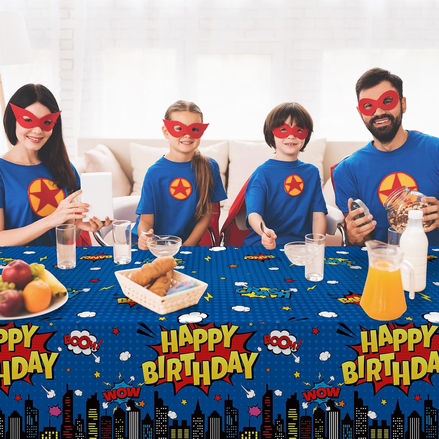 3Pcs Hero Themed Birthday Tablecloths Decorations