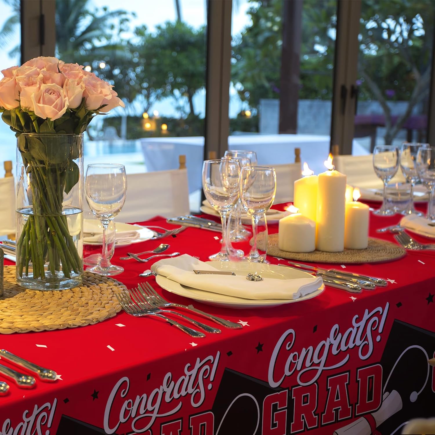 Gatherfun Graduation Decorations 2025 Kit 2 Pcs Red Tablecovers