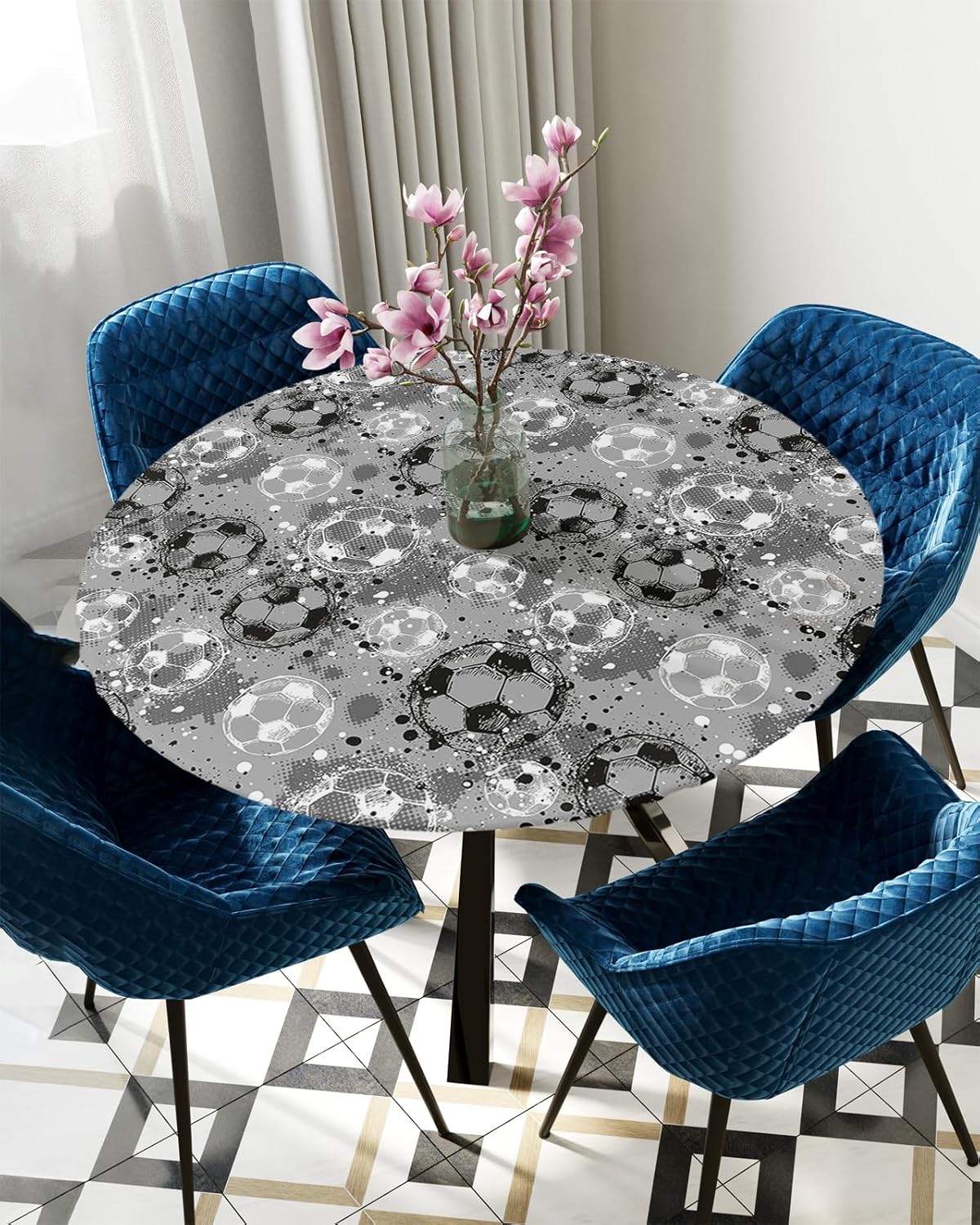 ZOE GARDEN Abstract Football Round Waterproof Table Cover