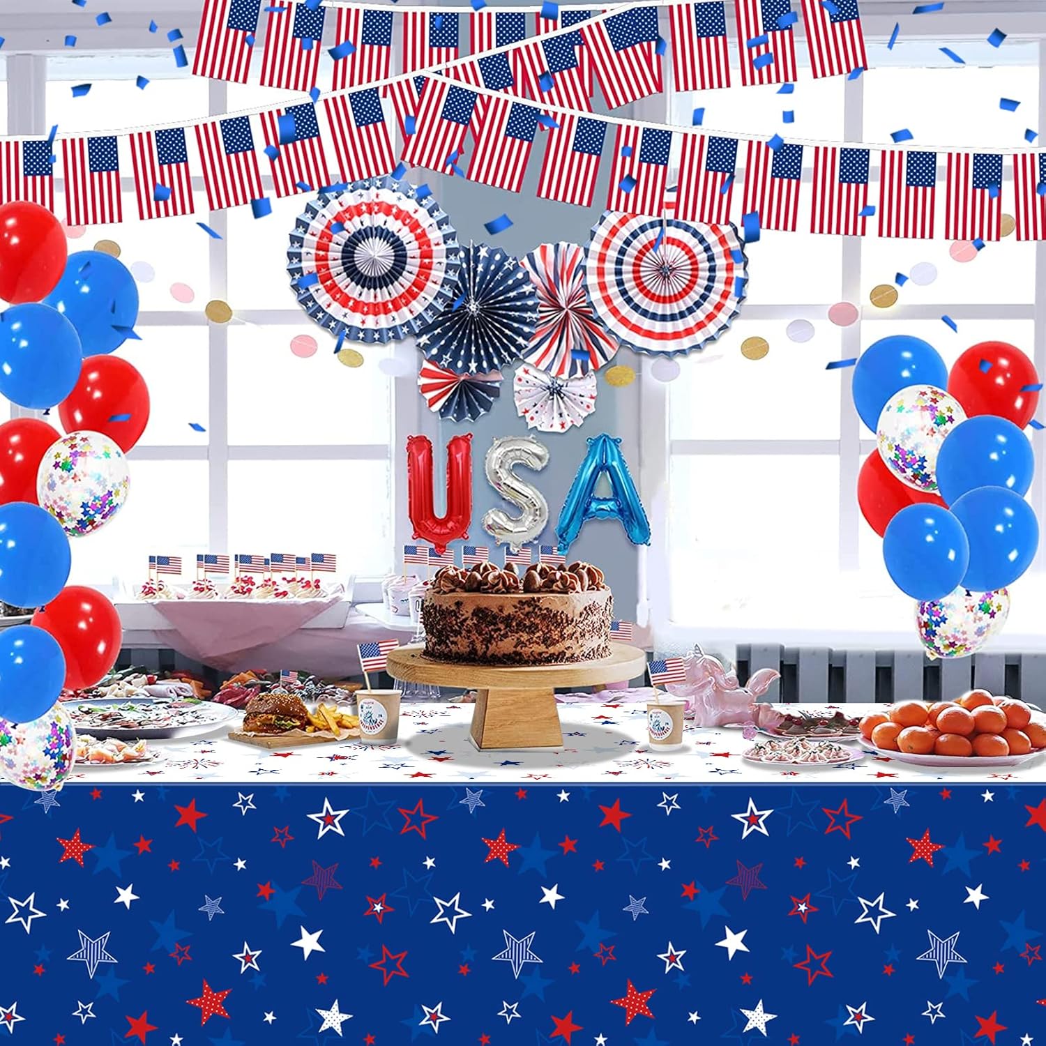 3 Pack Patriotic Tablecloths for 4th of July Party Decor