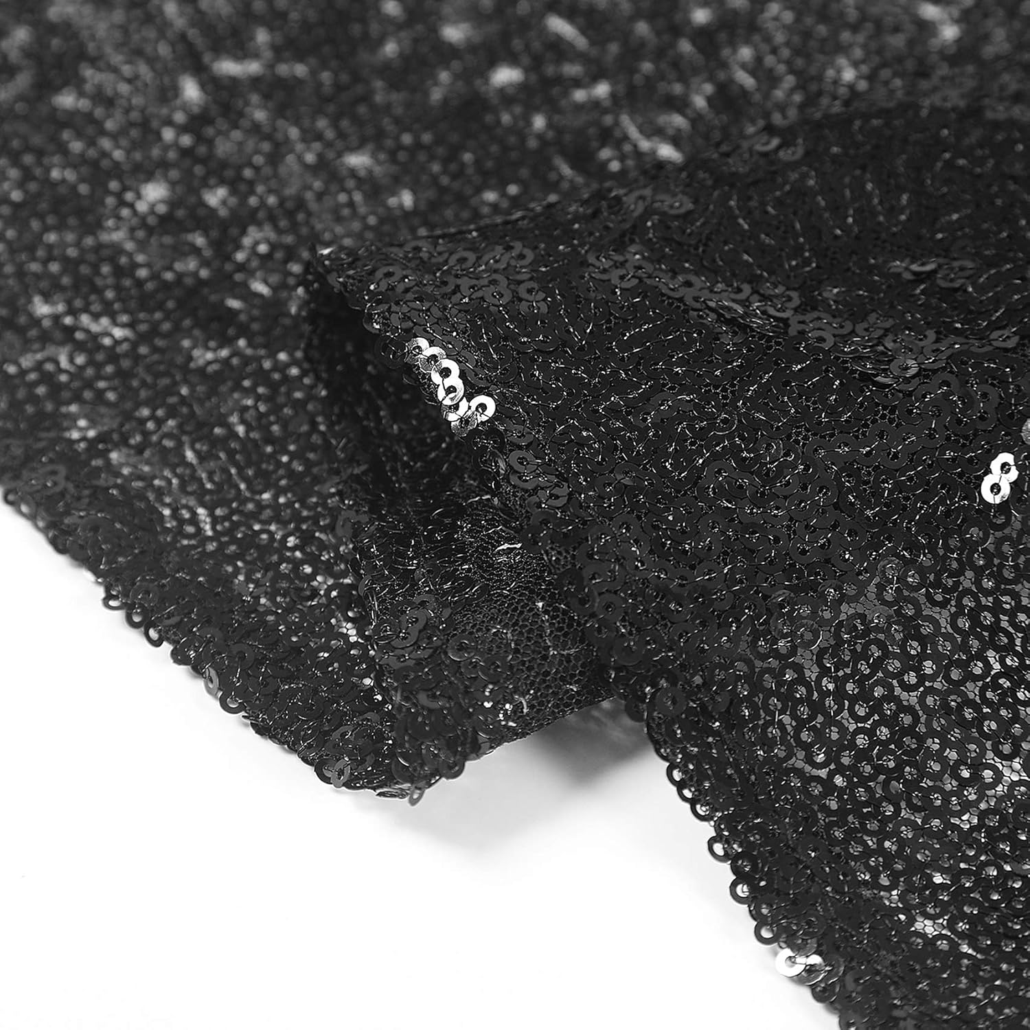 Pufogu 50 Inch Round Black Sequin Tablecloth