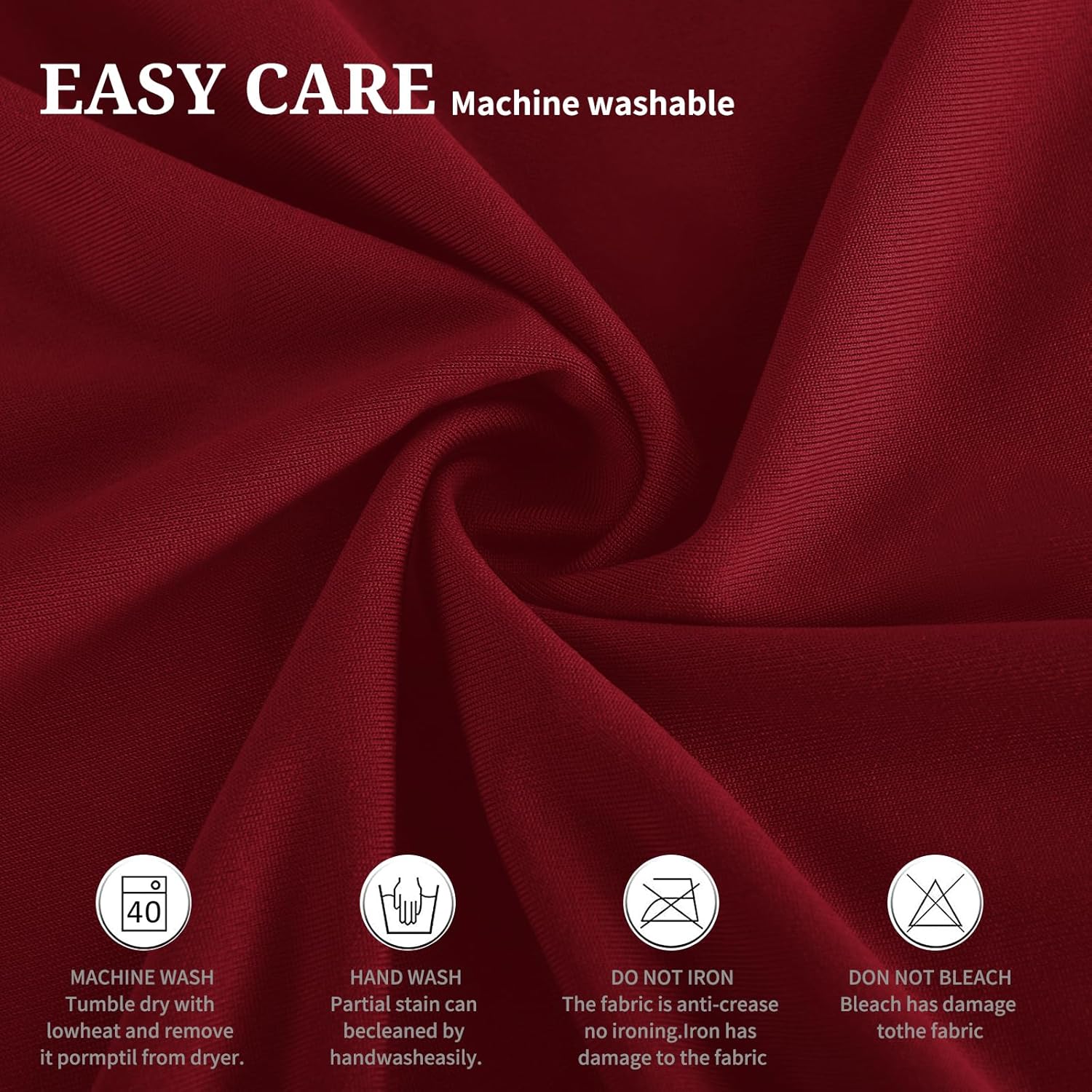 6 Pack Round Cocktail Table Skirt Spandex Tablecloth Wine Red Wavy Drapes High Top Cover