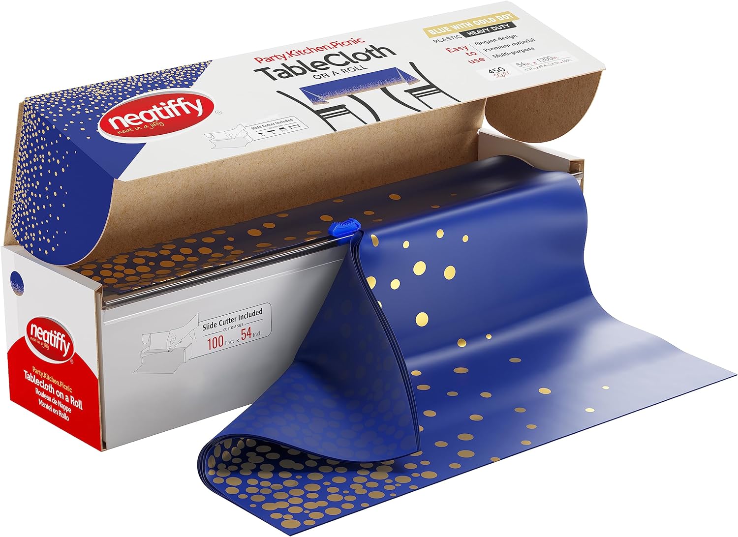 Neatiffy Tablecloth Roll with Slide Cutter Waterproof for All Table Shapes Party and Event Use