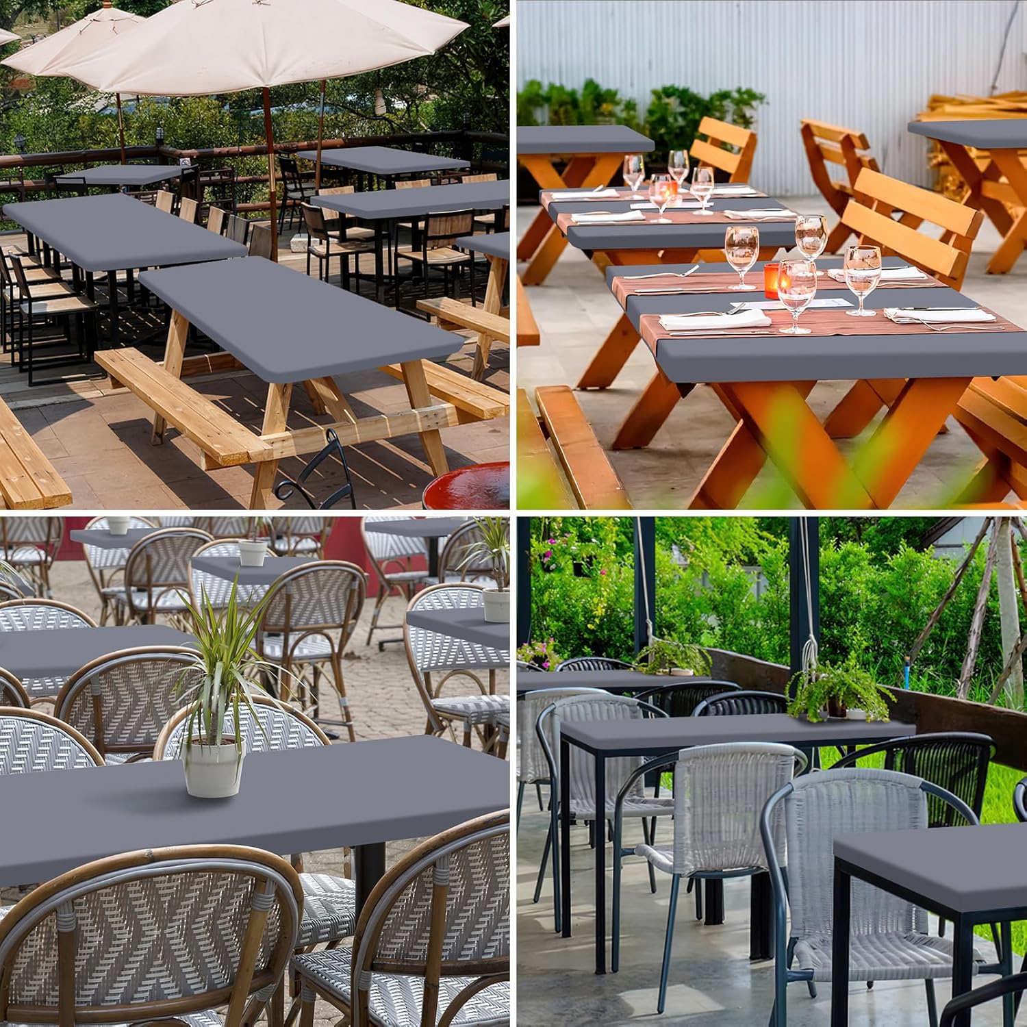 Homing 4 Packs 6 Foot Rectangle Table Cloth - Waterproof Elastic Windproof Washable