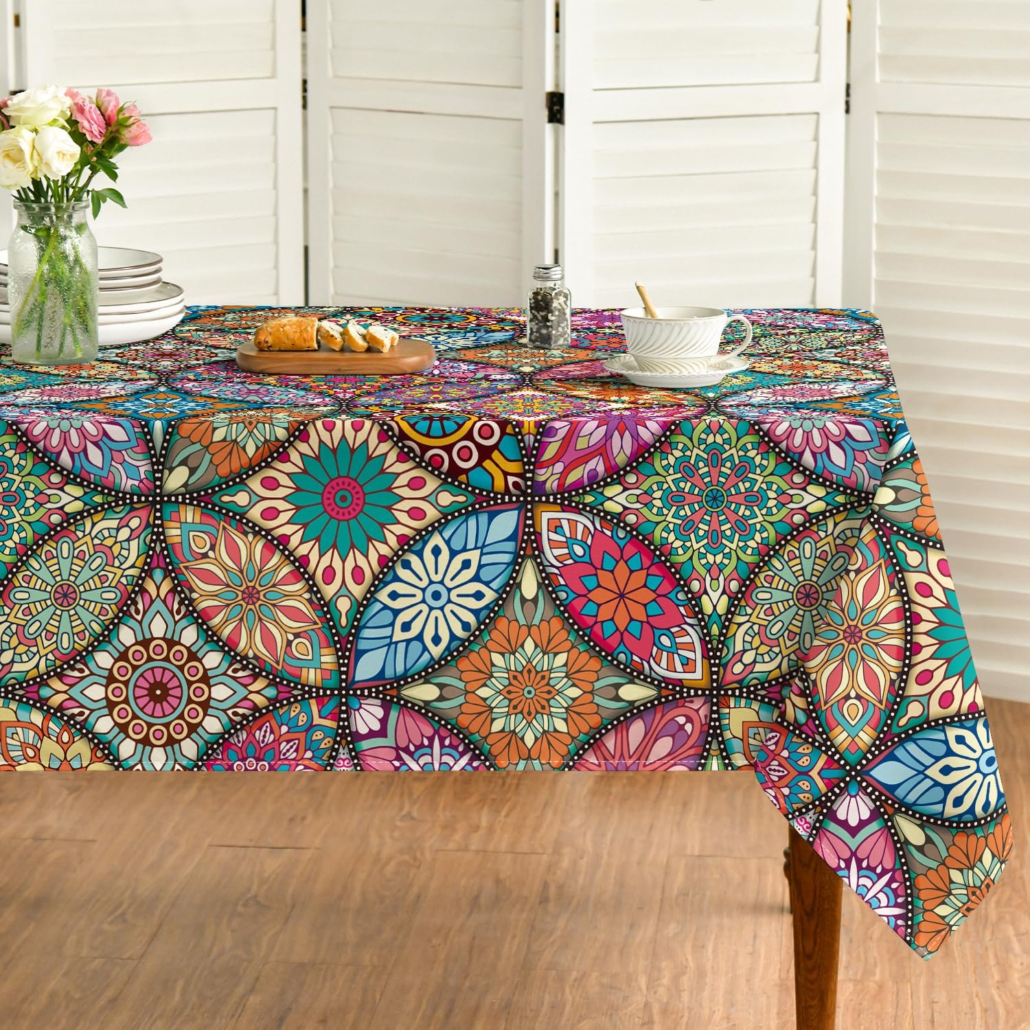 Horaldaily Boho Style Rectangular Tablecloth 60x84 Inch