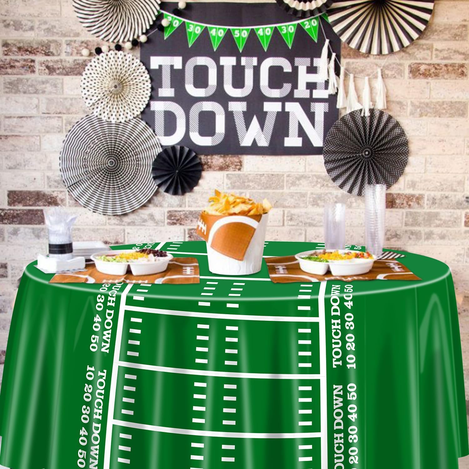 3 Pcs Football Tablecloths for Round Table 84x84 Inch