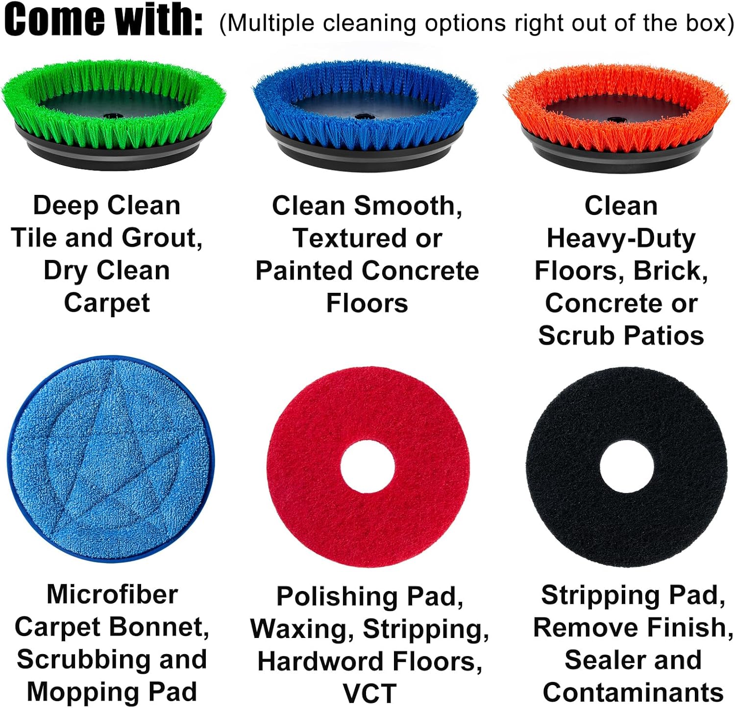 Commercial Floor Scrubber Machine with Brushes and Pads