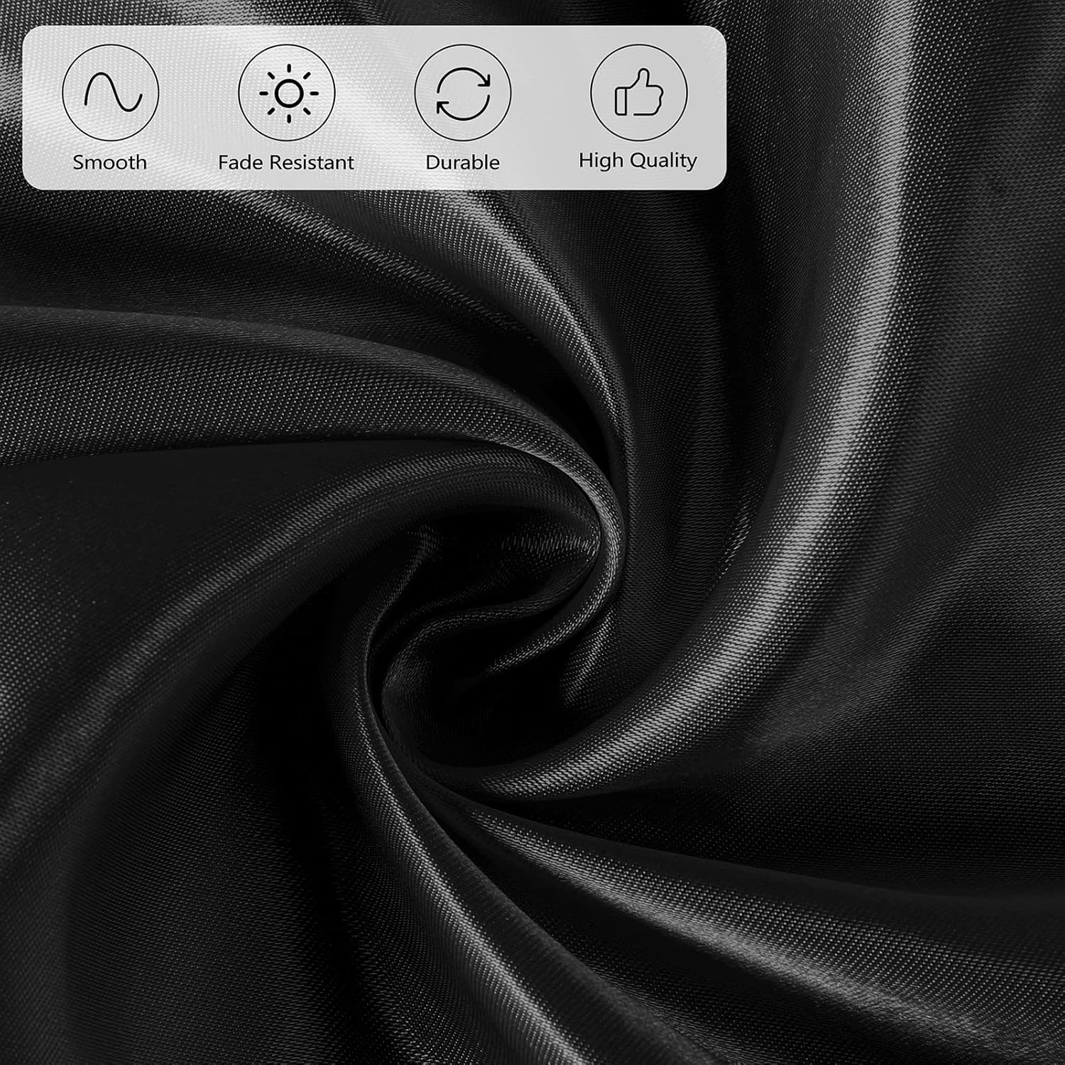 Ruisita 120 Inch Black Round Satin Table Cover