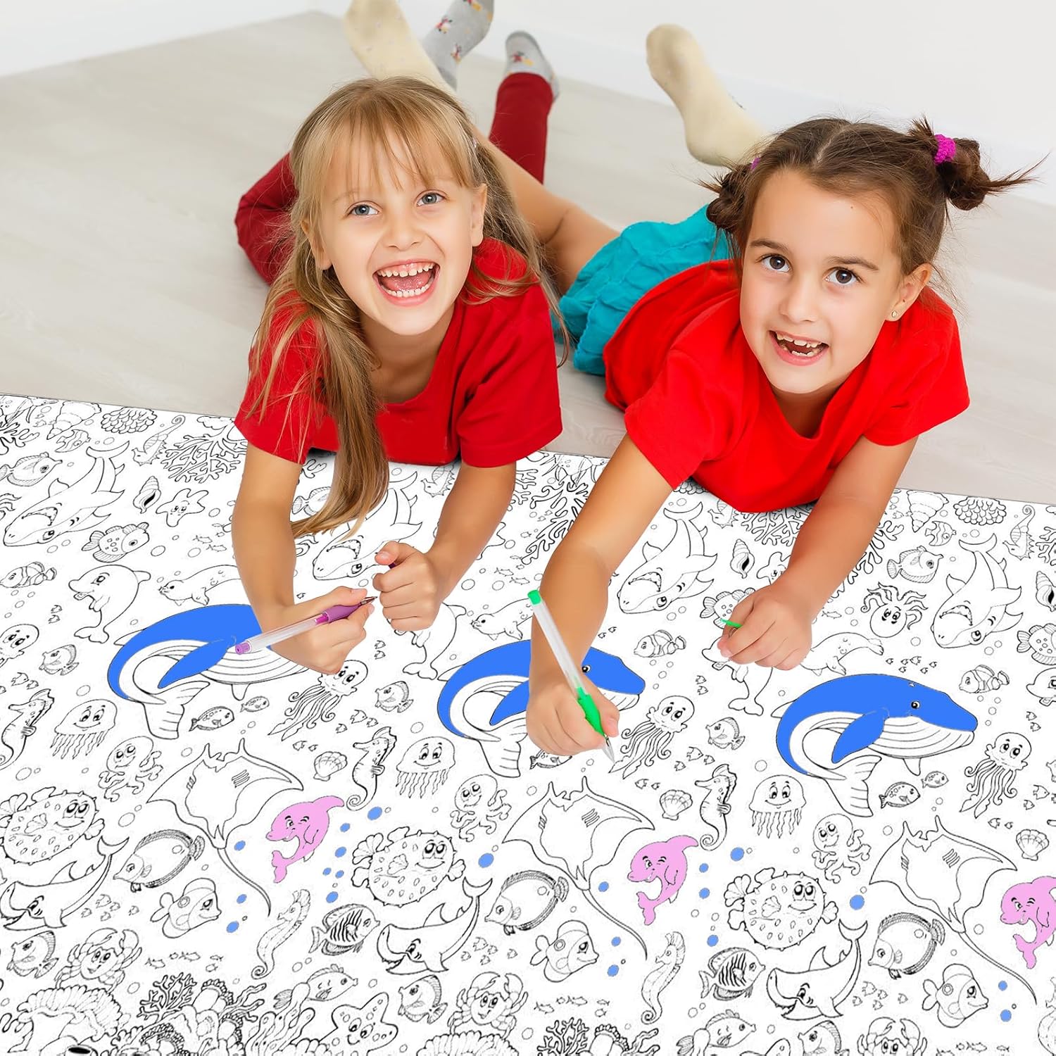 Ocean-Themed Giant Tablecloth for Kids 54x108 Inch