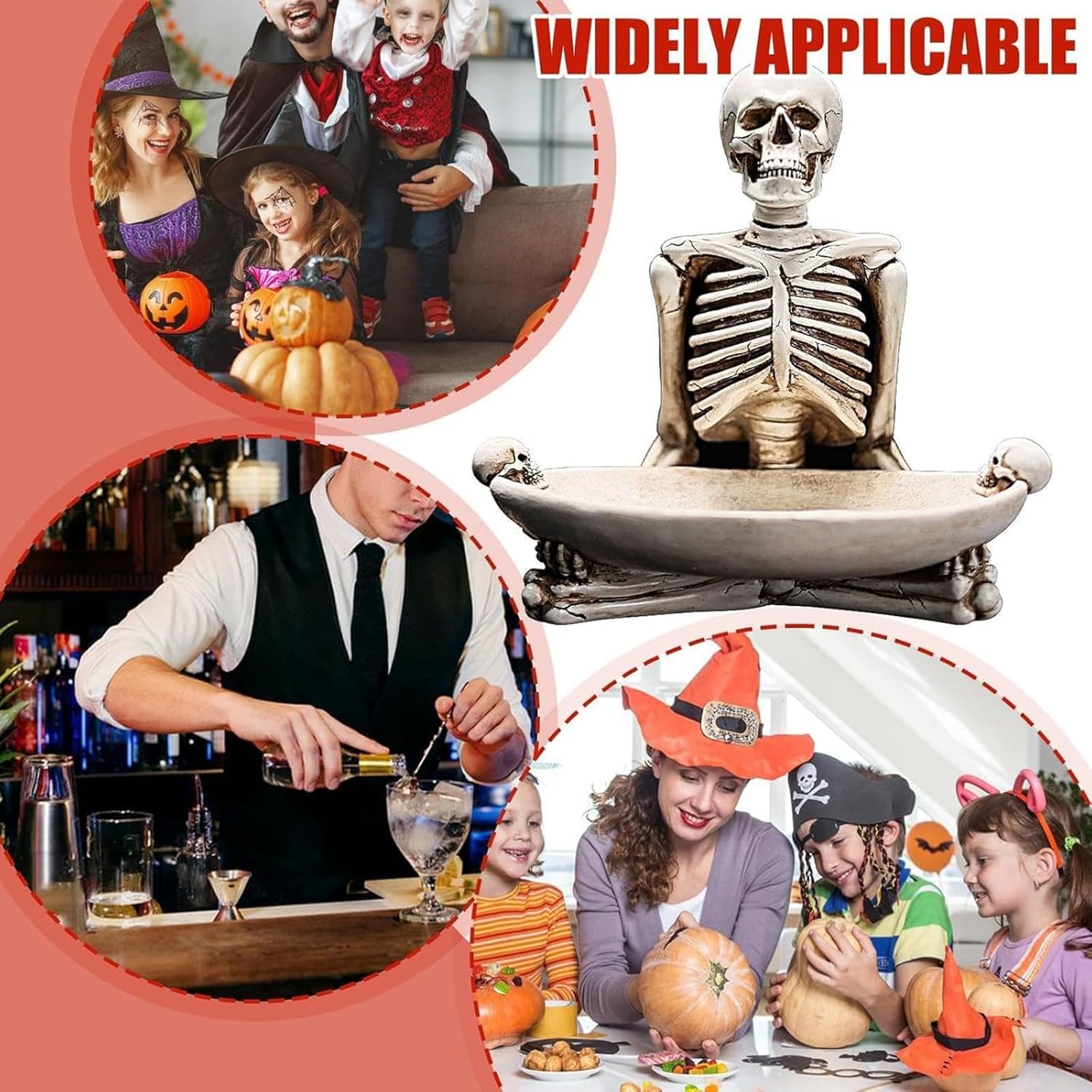 Halloween Candy Bowls with White Skull and Ghost Design