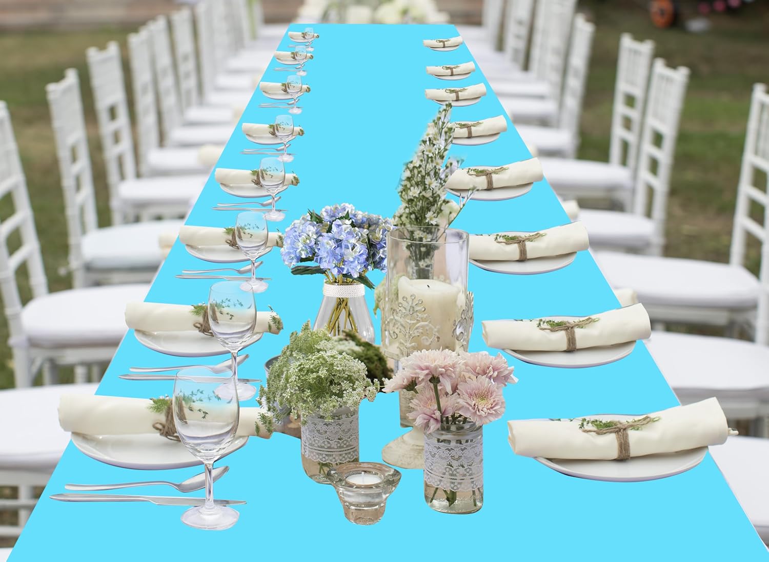4 Pack Ocean Blue Plastic Tablecloths for Party Decorations