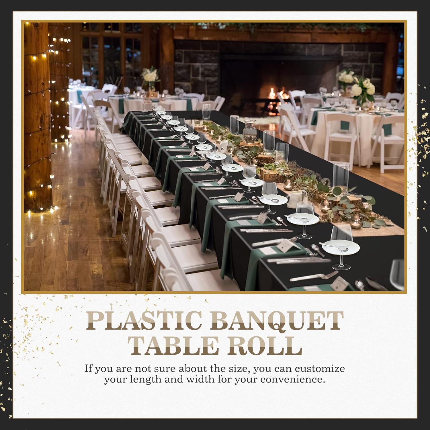 Moukeren 2 Pieces 54 Inch x 300 Feet Plastic Tablecloth Roll with Slide Cutter