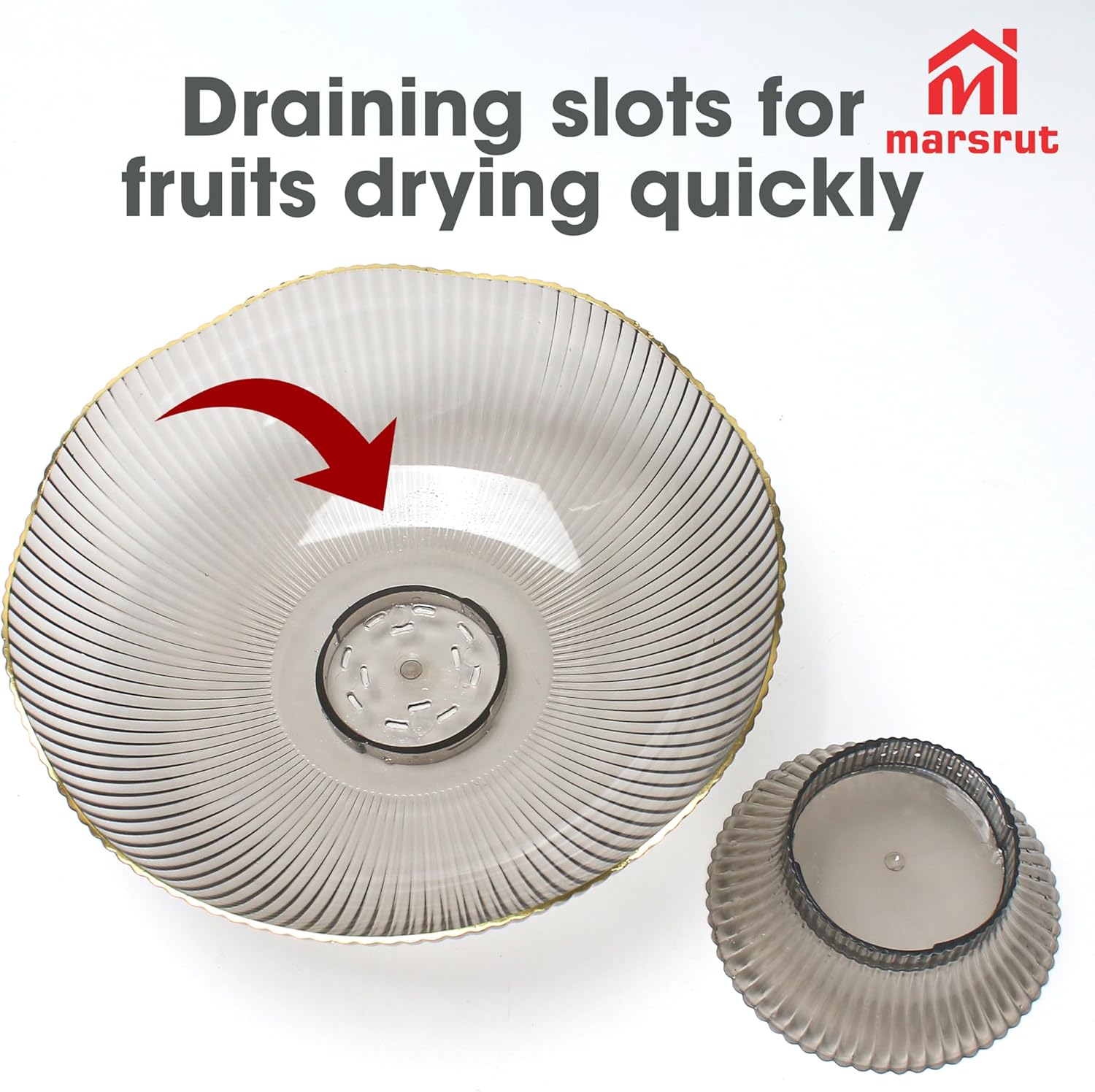 Marsrut Grey Plastic Vintage Fruit Bowl Storage Basket