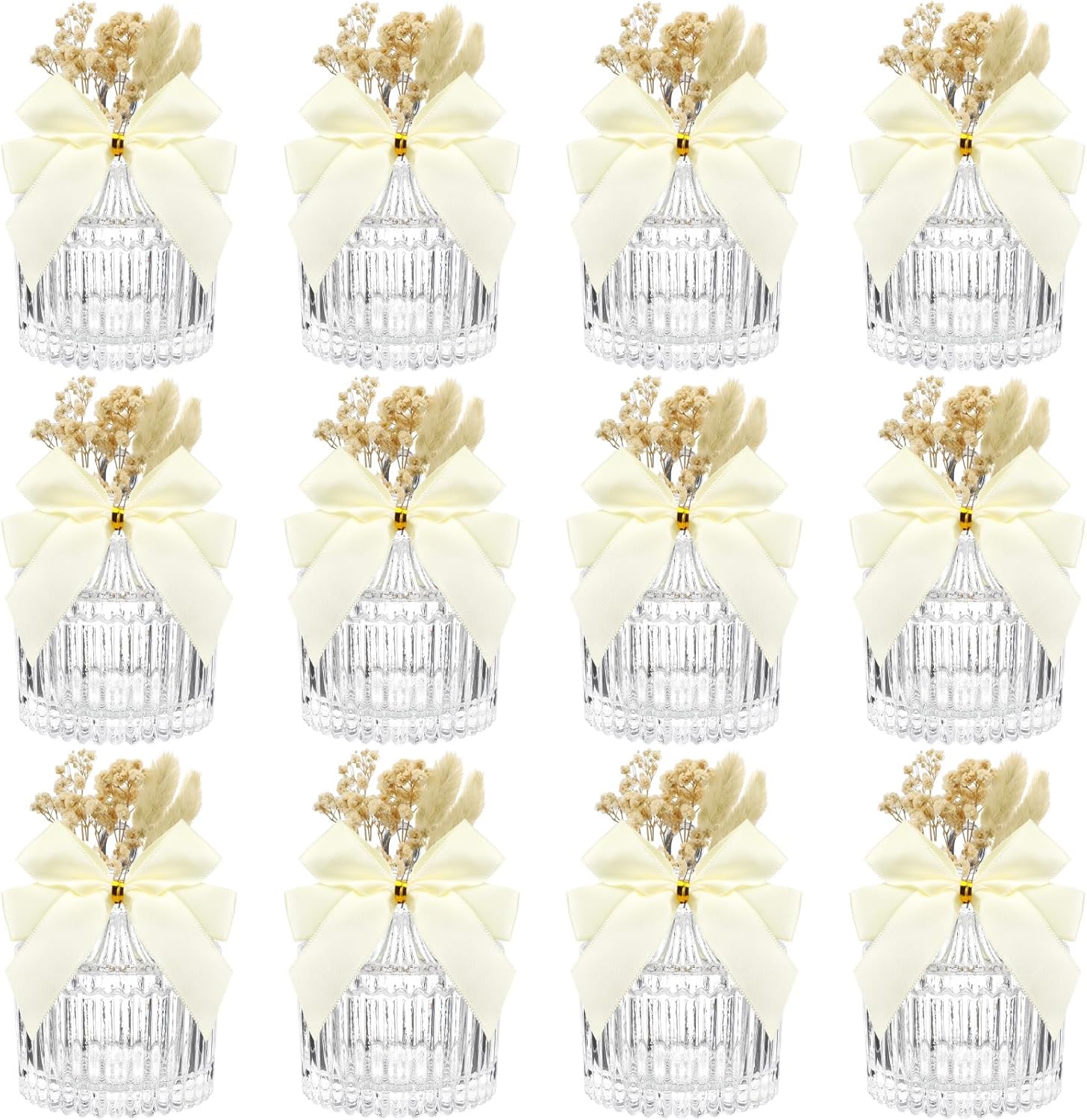 Honeydak 12 Piece Glass Candy Jar Set with Lids and Decorations