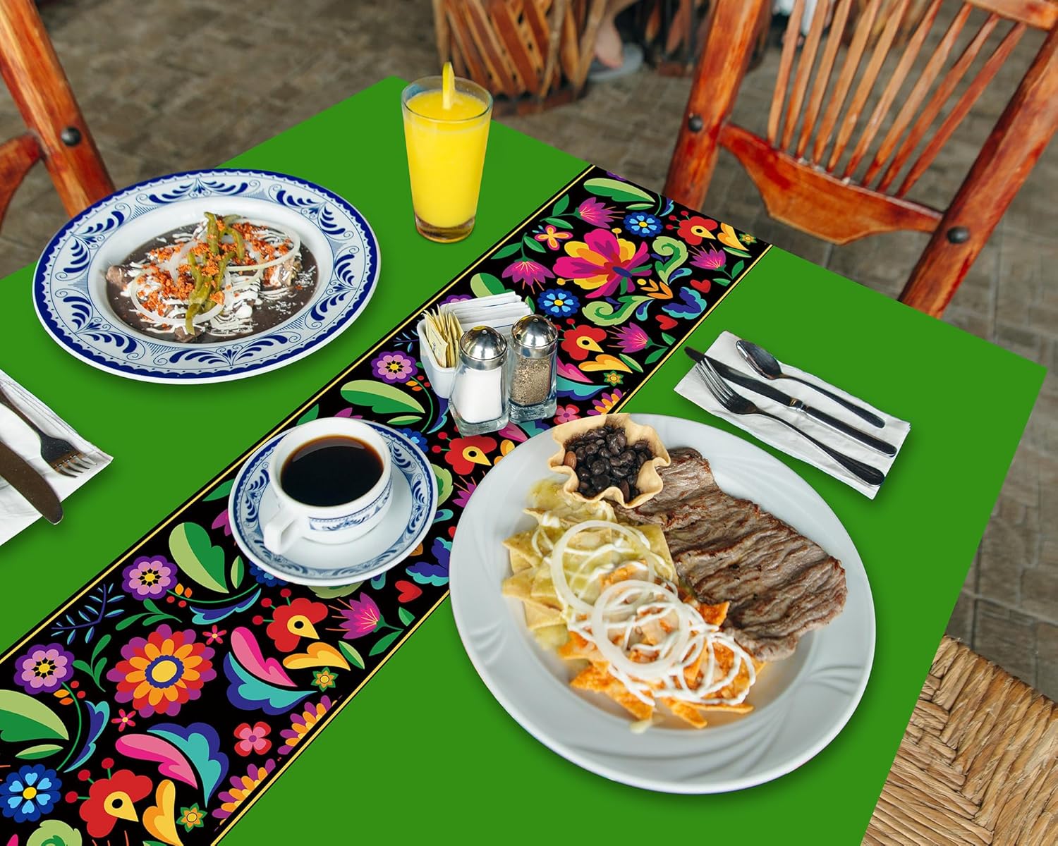Oudain 3 Pcs Fiesta Tablecloth 108x54 Inch Plastic Table Cover for Mexican Events