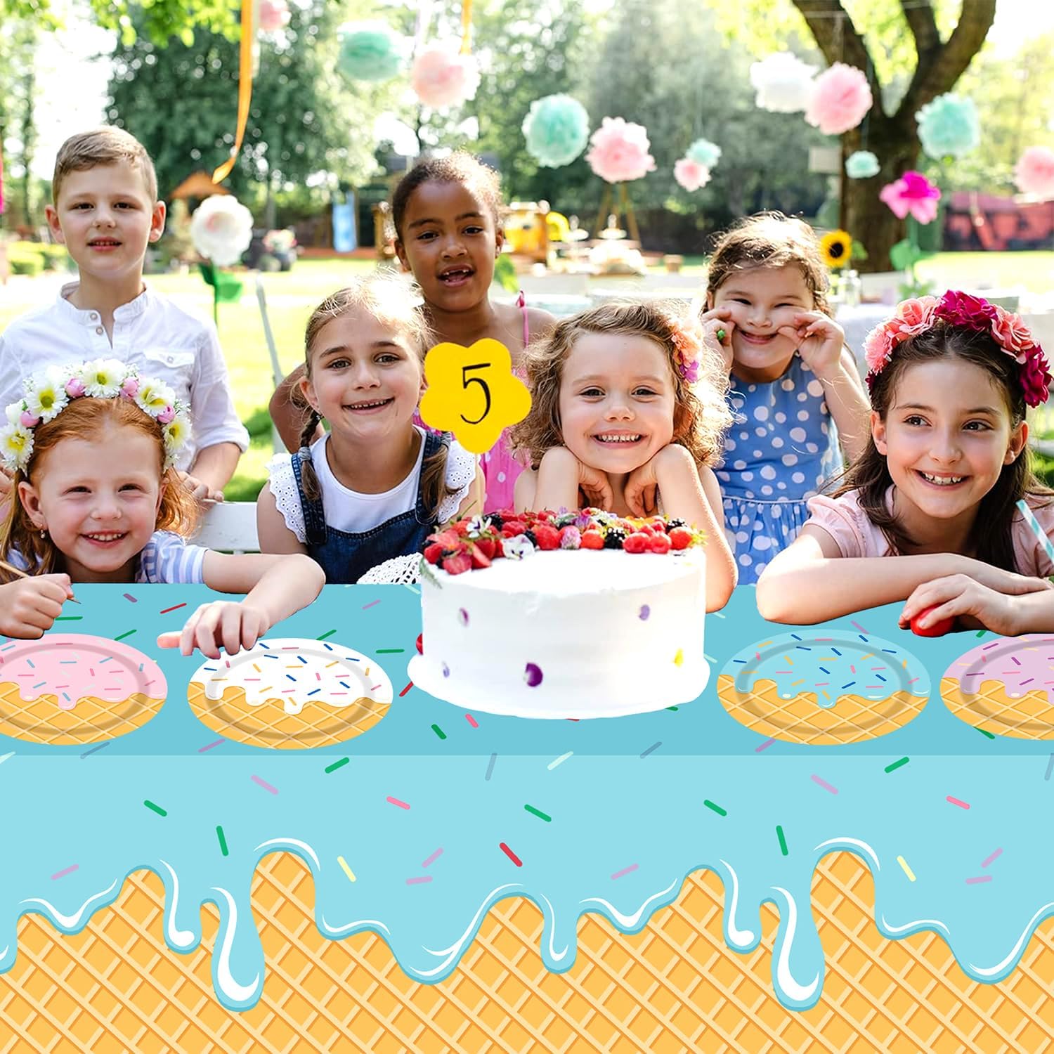 UROINEPA Ice Cream Party Decorations 3Pcs Tablecloths