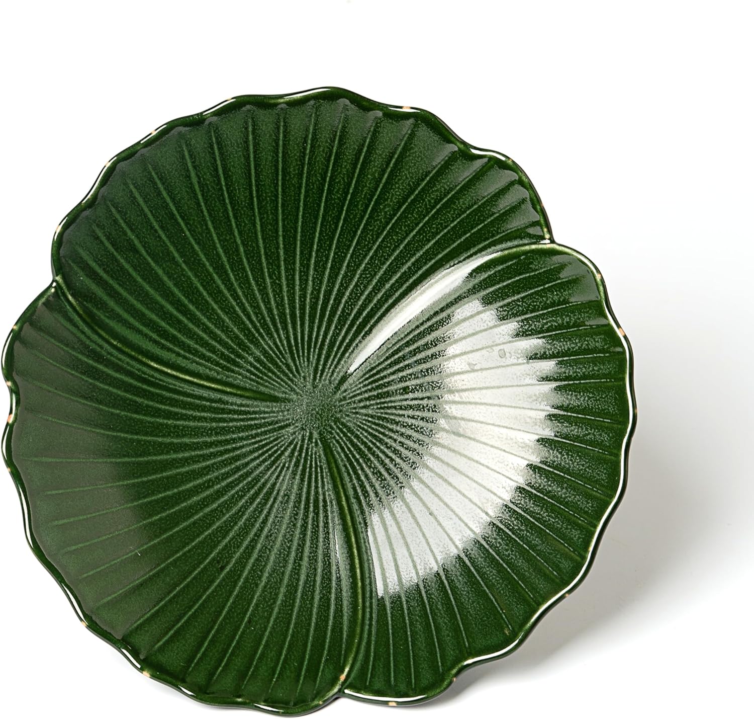 Green Ceramic Fruit Bowl with Lucky Clover Design 85 Inch