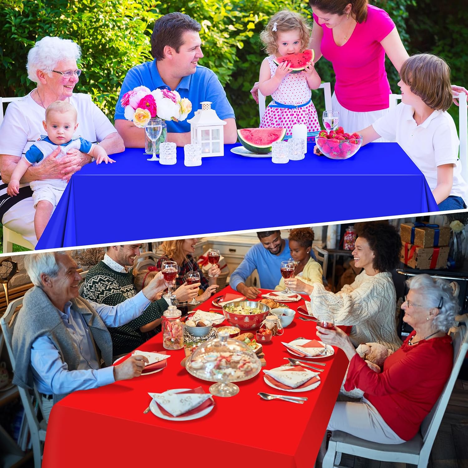 24 Pack Assorted Color Rectangle Plastic Tablecloth for Birthday and Wedding Events